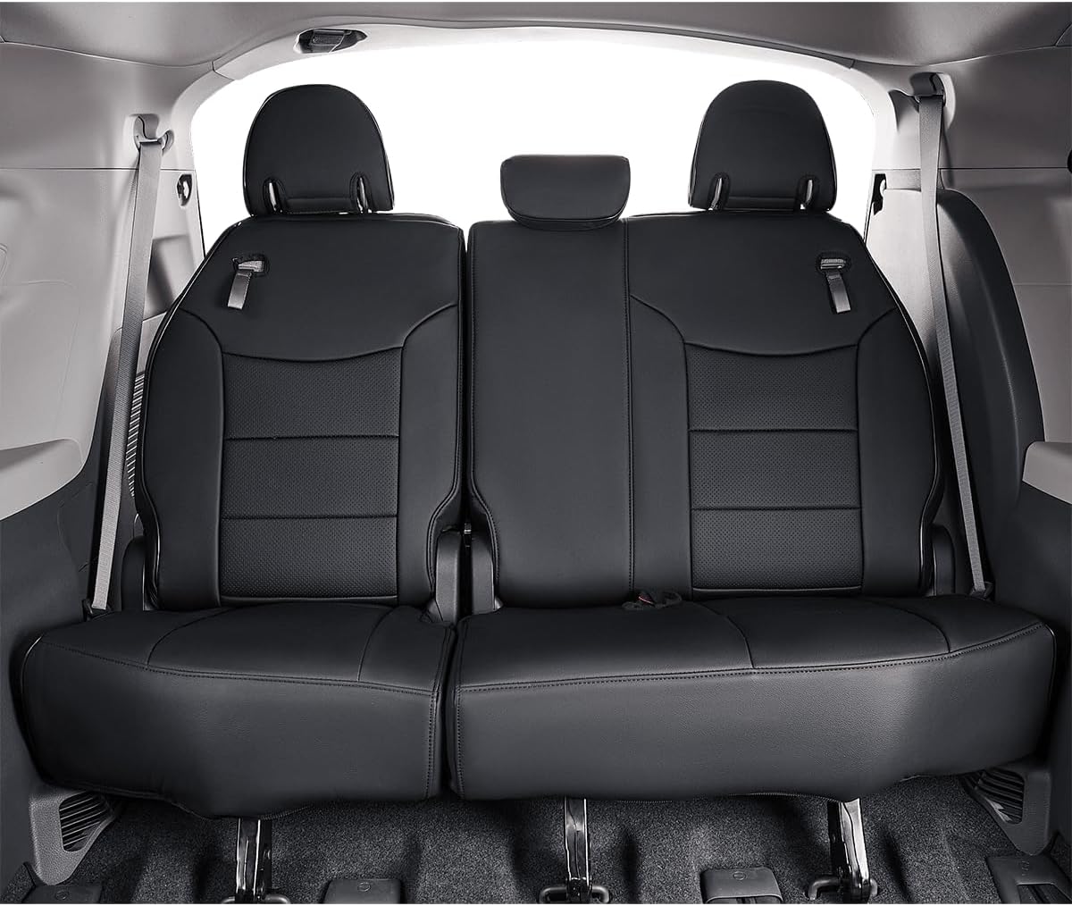 EKR Sienna Seat Covers for 2011-2020 Toyota Sienna XLE,Limited,Limited Premium,7 Seats,2nd Row Captain Seats W/Legrest,Seat Covers for SUV,Automotive Seat Cover Full Set-Three Row,Leather(Black)