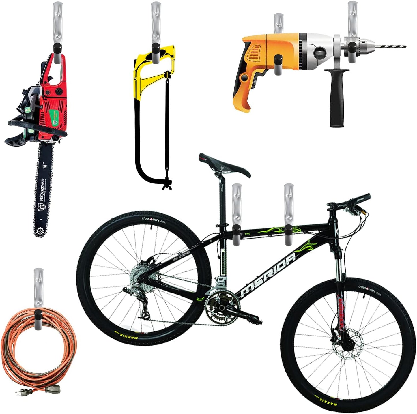 HOME MASTER HARDWARE 12 Pack 4-Inch Heavy Duty Garage Storage Wall Hooks, Steel J Utility Hooks for Hanging Ladders, Tools, Bikes, Grey