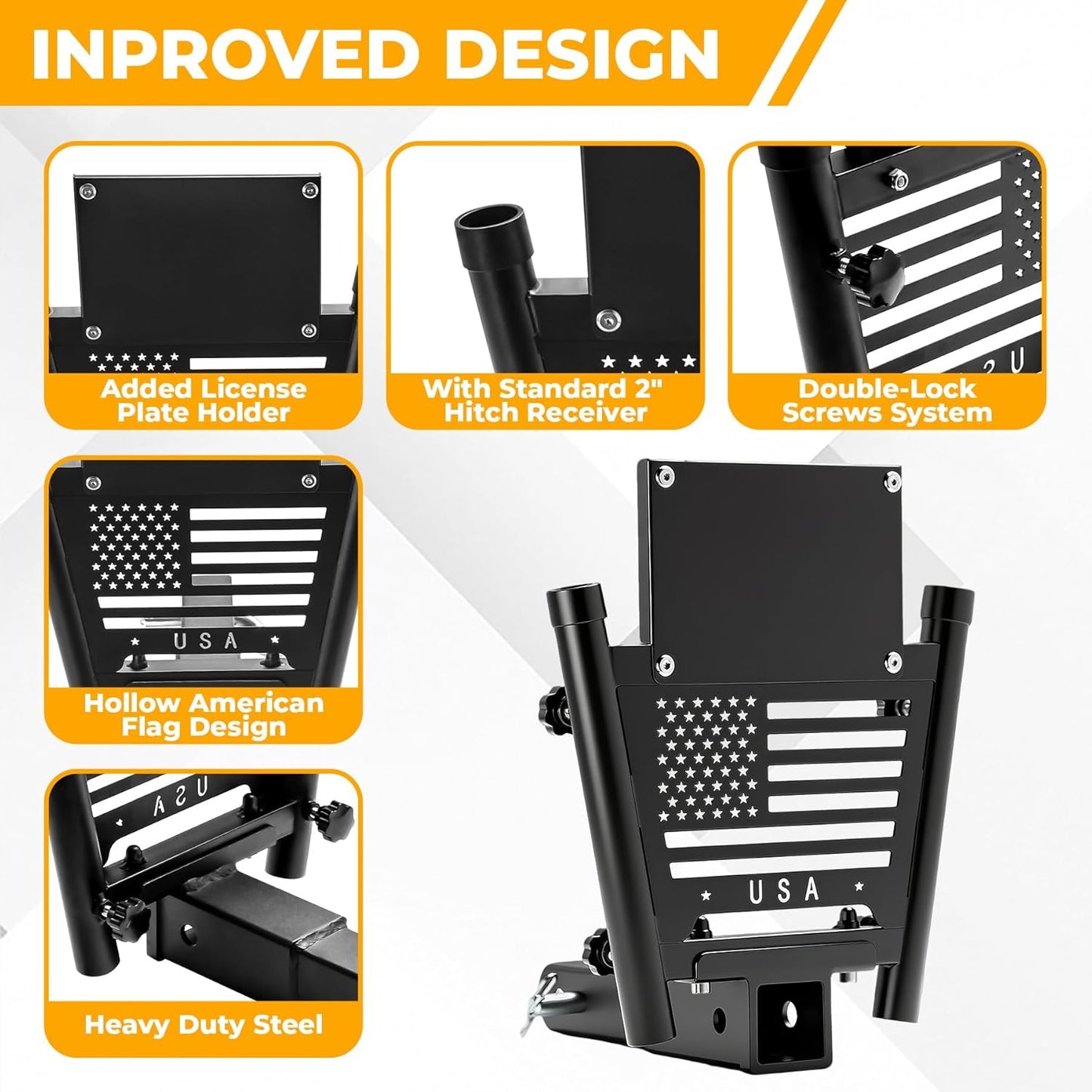 Heavy Duty Dual Hitch Flag Holder with 2'' Trailer Receiver, Trailer Hitch Flag Pole Holder, Universal Hitch Flag Pole Holder Kit with Cars, Trucks, SUV, Pickups, Campers & Trailers