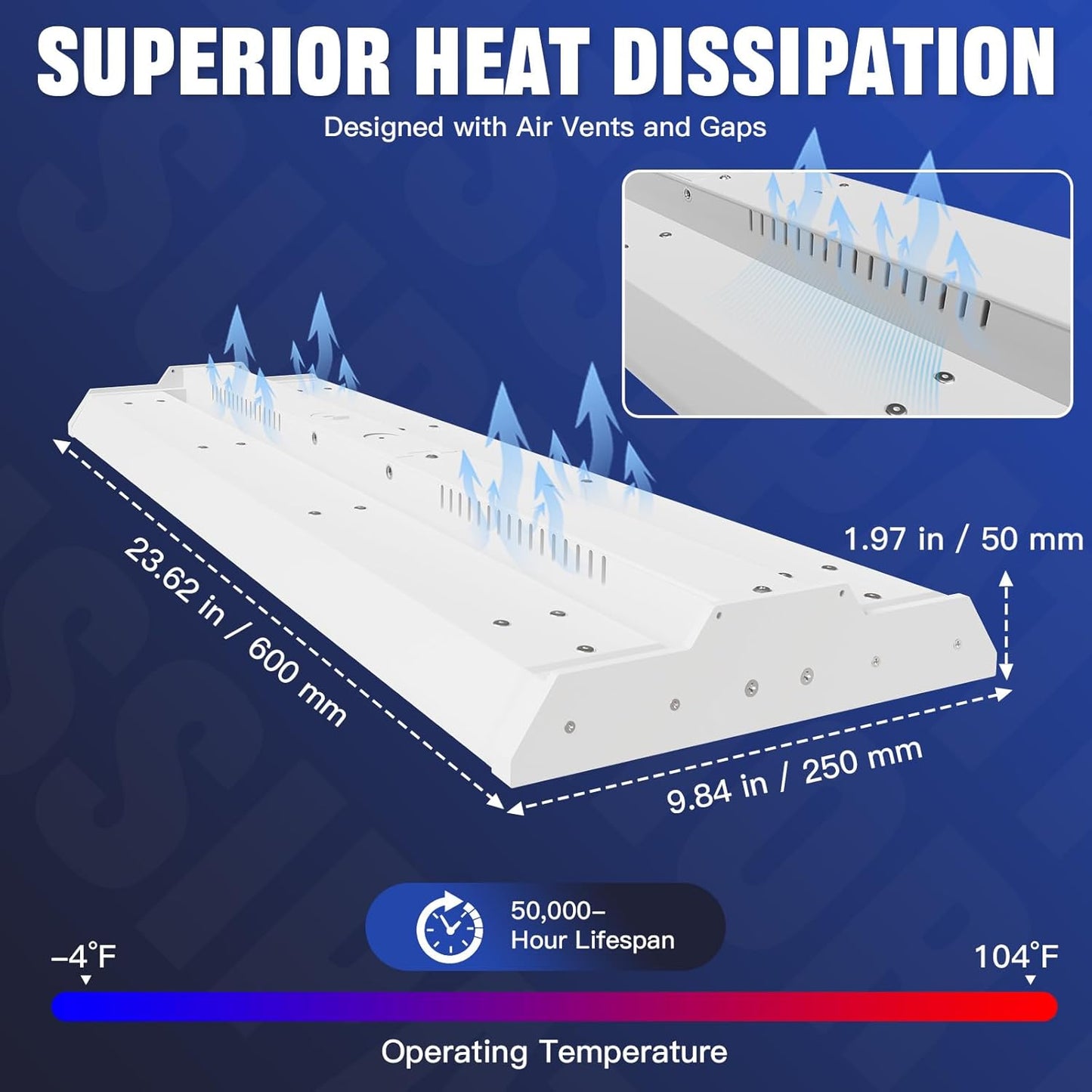 JTT LED Linear High Bay Light,200/150/100W 30000LM Shop Light Commercial 360° Adjustable 4/5000 CCT Tilt Hanging LED High Bay Shop Lighting Fixtures for Garage Warehouse Workshop Store, ETL 2-Pack