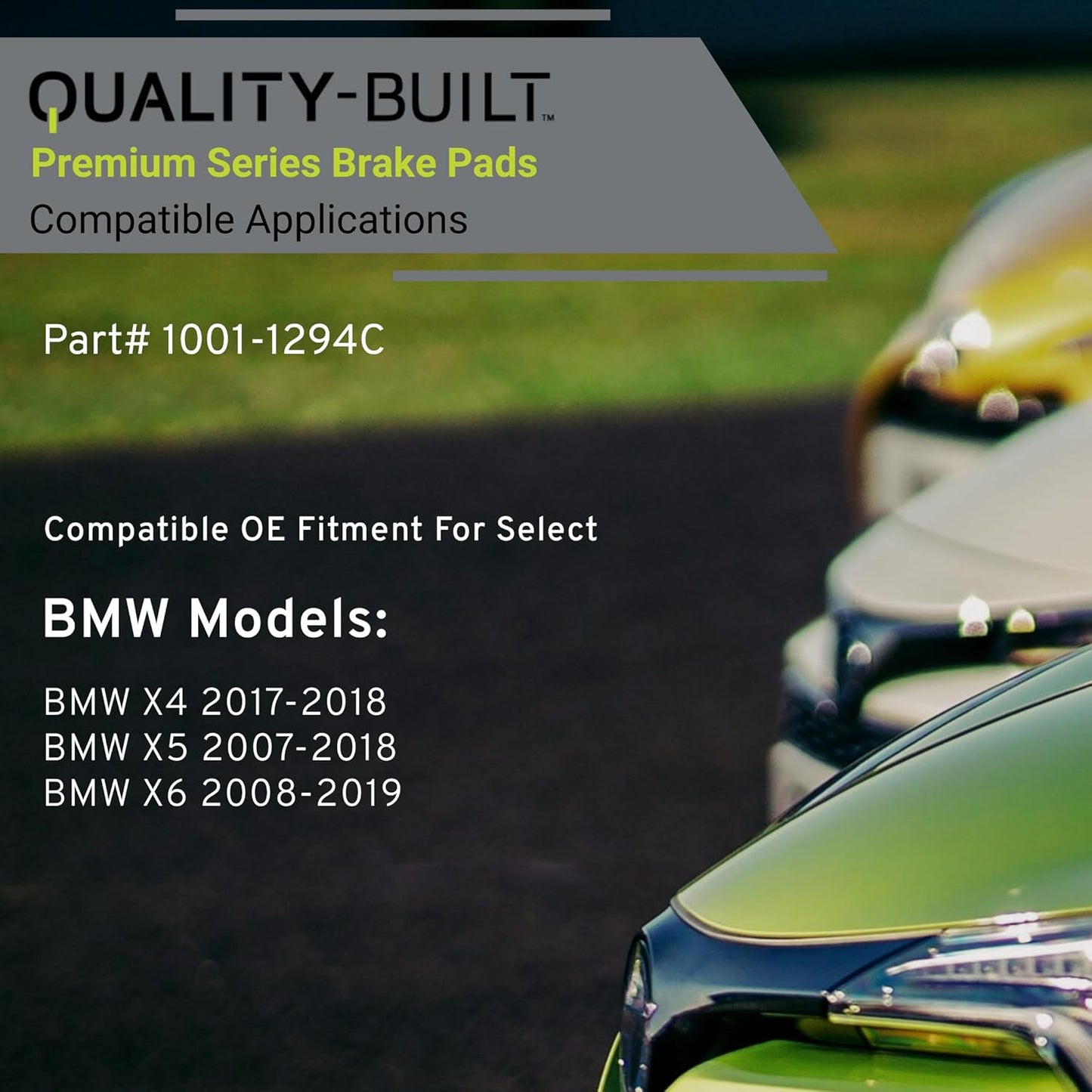 Premium Ceramic Front Brake Pads (1001-1294C) Replacement for BMW X4 2018-2017, X5 2018-2007, X6 2019-2008