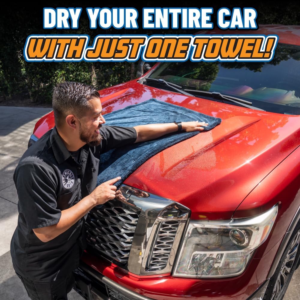 Chemical Guys, Megalodon, Microfiber Drying Towel with Twisted Loop Technology (Super Plush for Car, Truck, SUV, RV, & More) 24" x 36" Dark Blue - MIC531