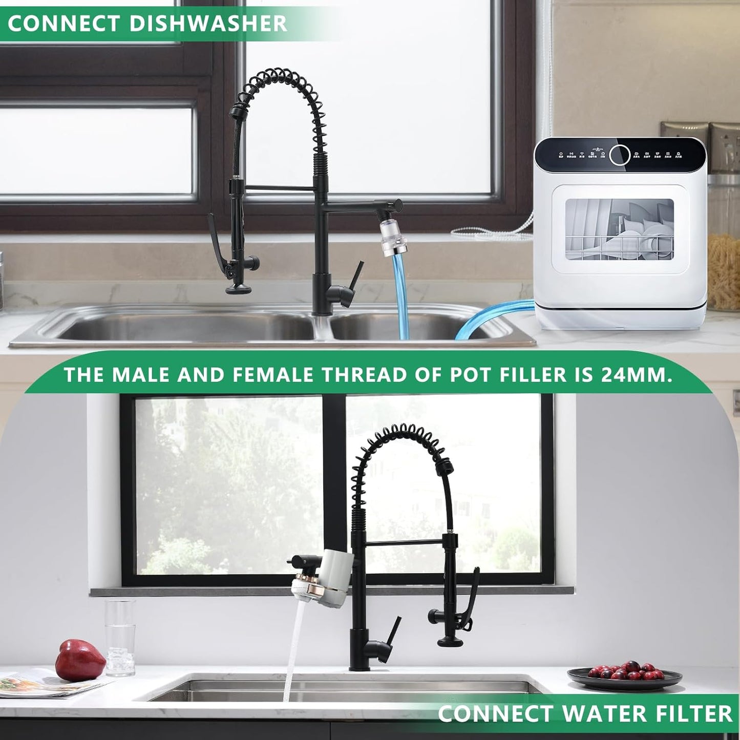 Fapully Black Kitchen Faucet,Commercial Pull Down Kitchen Sink Faucet with Sprayer