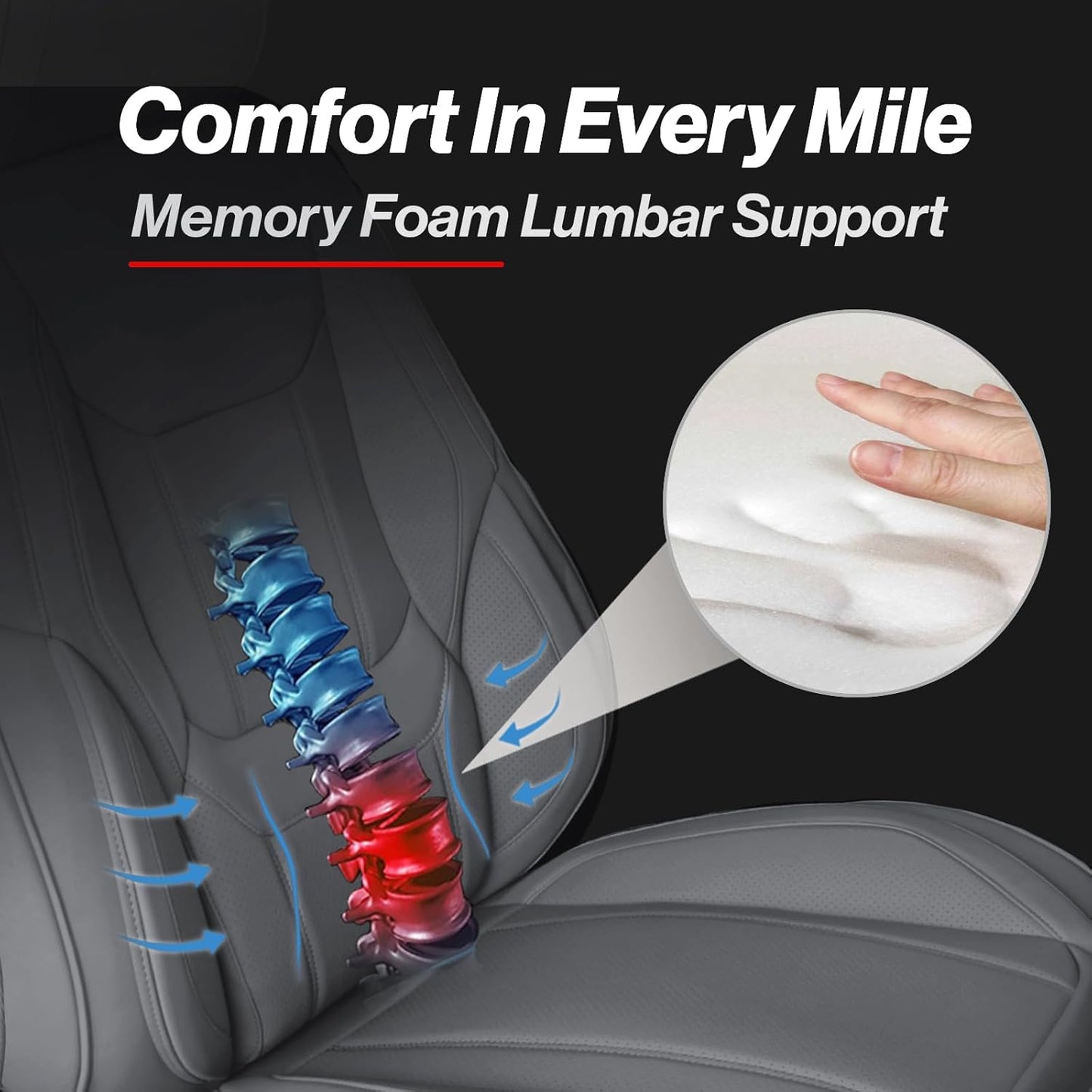 Coverland Custom Car Seat Covers Compatible with Silverado 1500, Frontier, Tacoma - Premium Leather Non-Slip Memory Foam Waterproof Interior Protector Front Seat-Dark Gray [See Size Chart-Size A31]