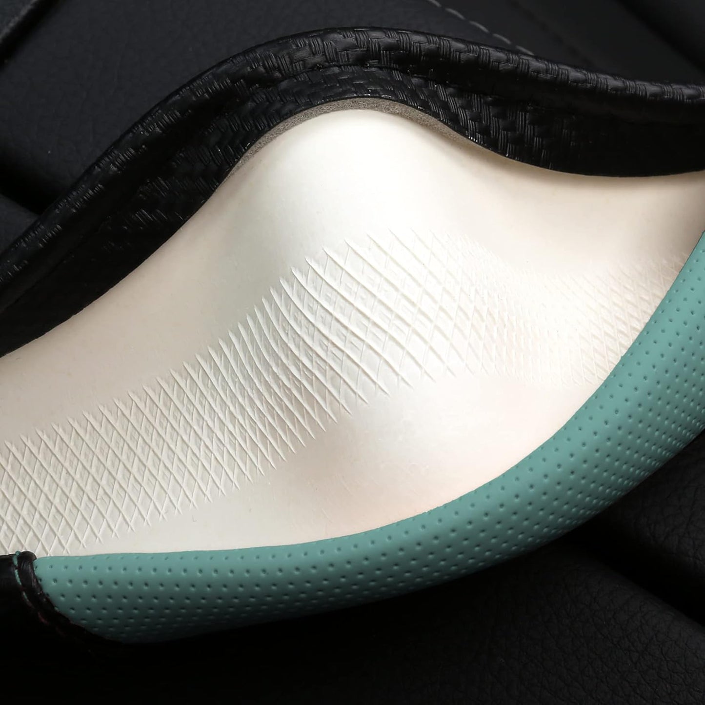 Car Steering Wheel Covers for Women Girl Padded Carbon Fiber PU Leather Cute Cartoon Auto Interior Accessories for Jeep, Truck, Universal, Anti Slip, Green, Large Size 15.5-16"(39-41cm)