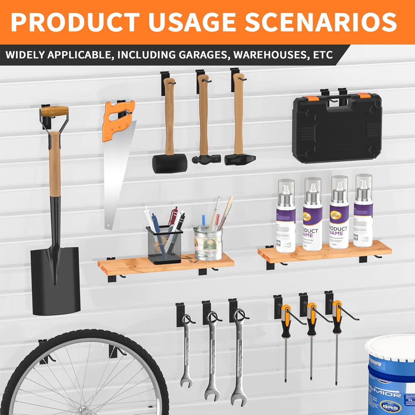 Heavy-Duty Slatwall Hooks (4 inch) - Black Metal Storage Solution - 25 Pack for Garage, Workshop, & Retail Displays