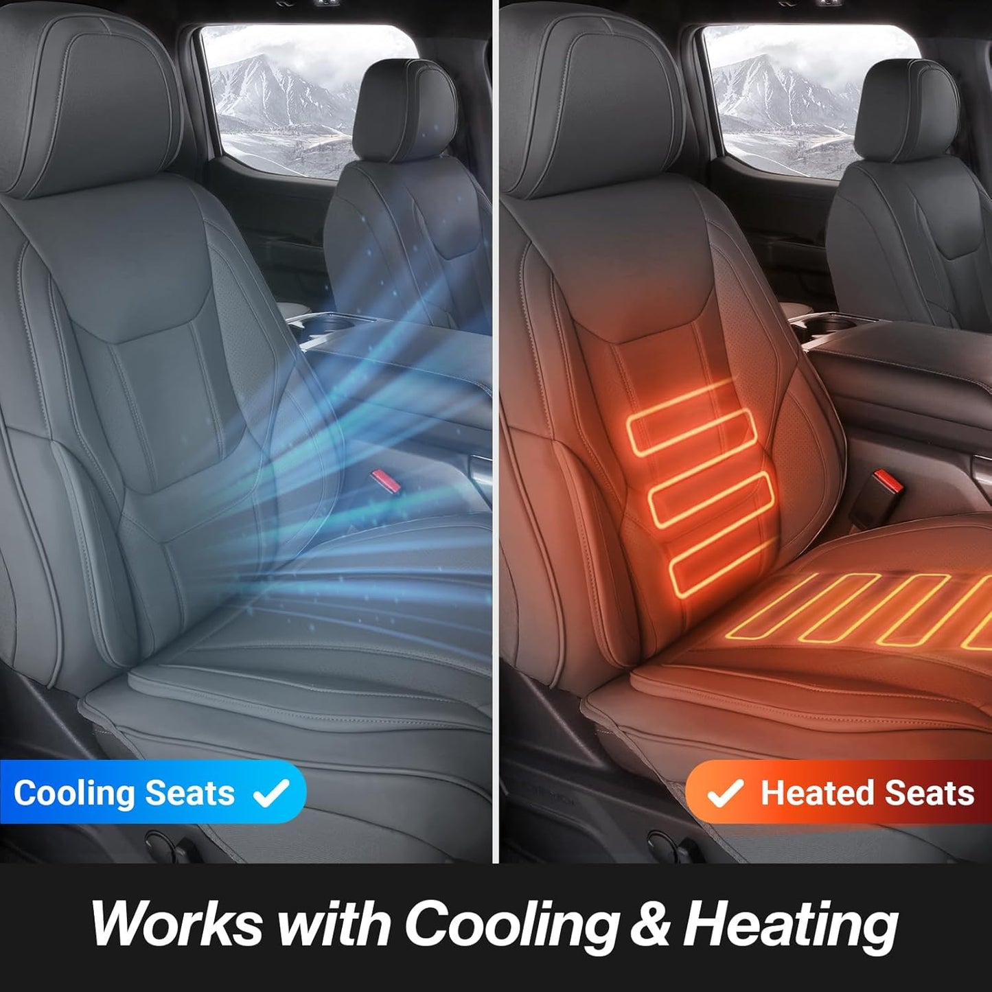 Coverland Custom Car Seat Covers Compatible with Ram 1500 2500 Mega Cab - Premium Leather Non-Slip Memory Foam Waterproof Cover Custom Interior Protector Full Set-Dark Gray [See Size Chart-Size X111]