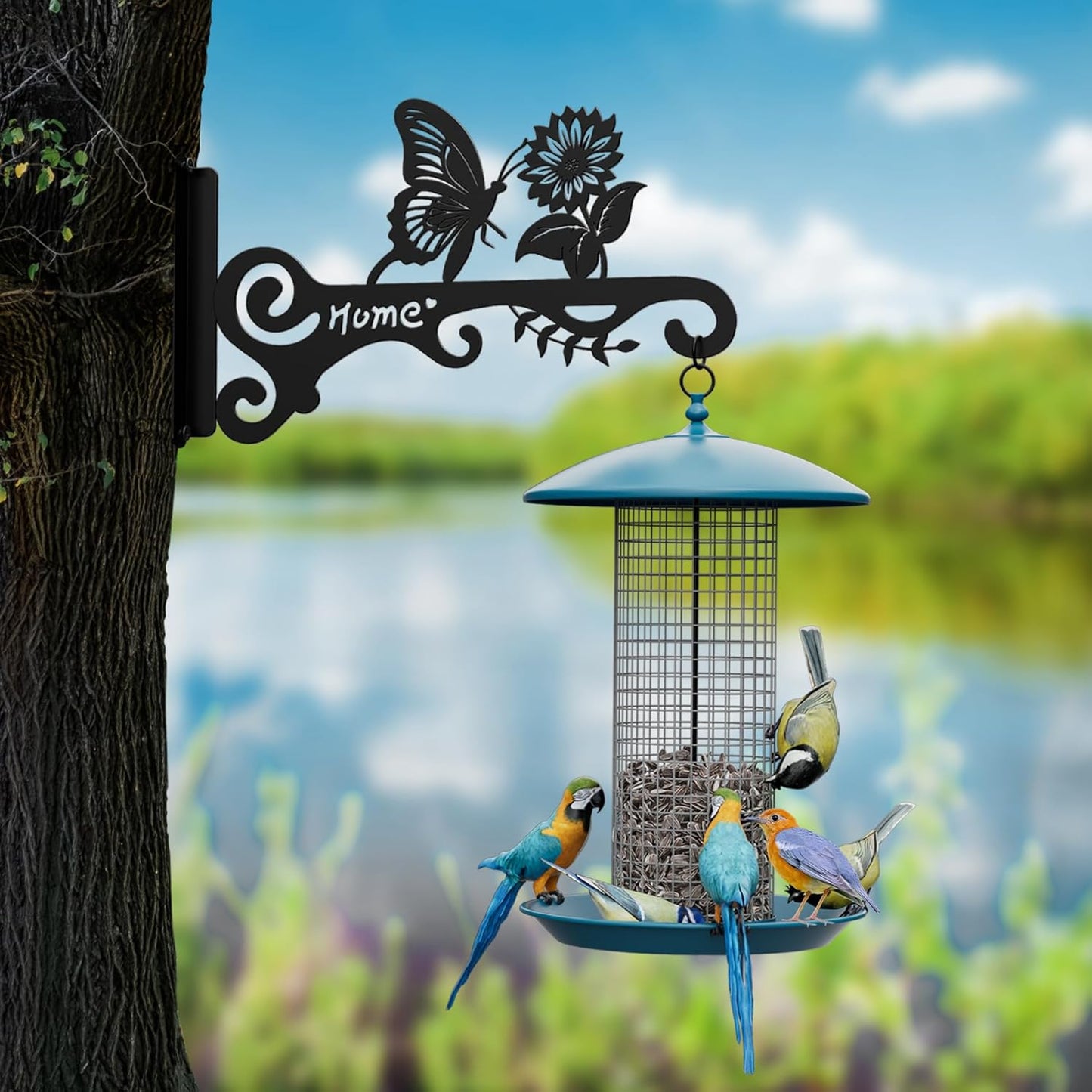 10 Inch Metal Plant Hooks (2-Pack) - Decorative Wall Hangers with Butterfly Design for Indoor & Outdoor Use - Hanging Brackets for Plants, Flower Baskets, Bird Feeders - Patio, Garden, Home Decor