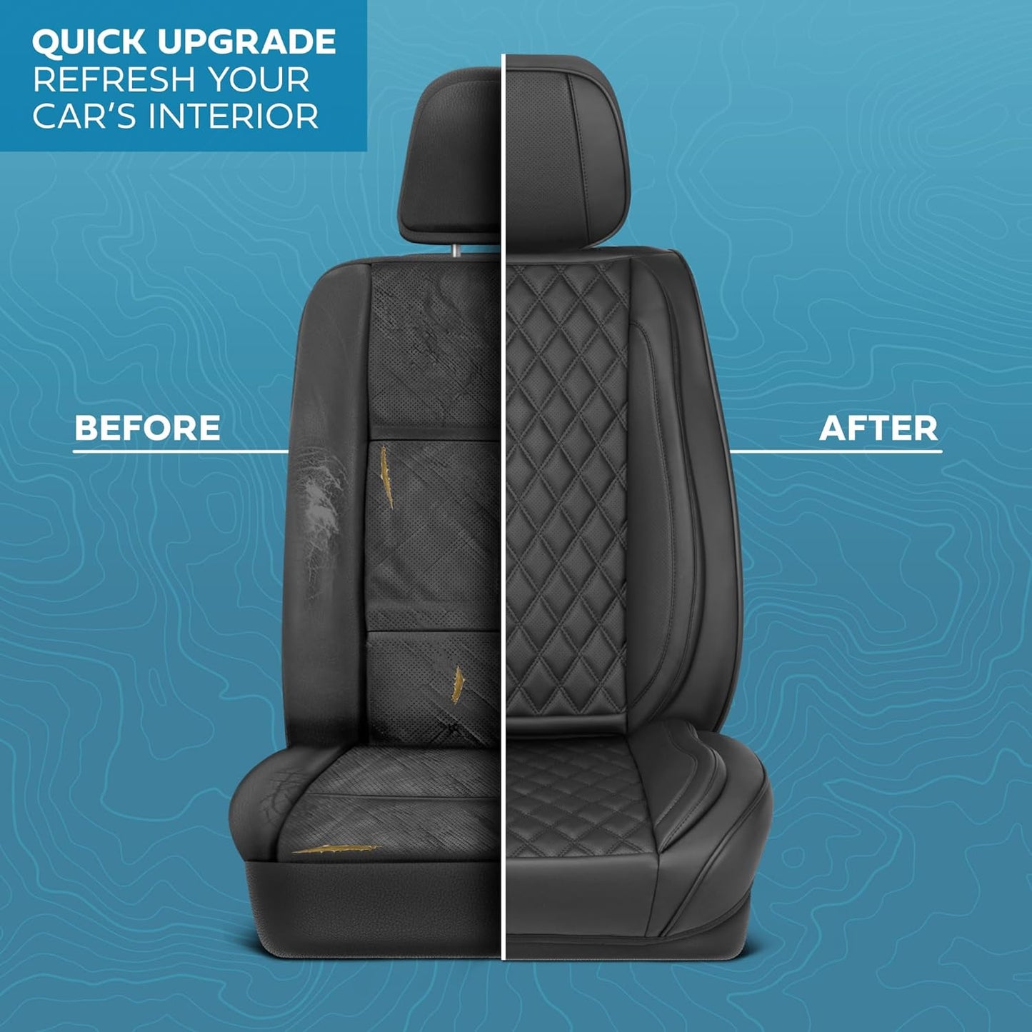 Elite Edition Faux Leather Seat Covers for Cars, Trucks, & SUV - 2 Black Car Seat Covers for Front Seats - Universal Fit Car Accessories Automotive Interior Cover Protector for Most Vehicles