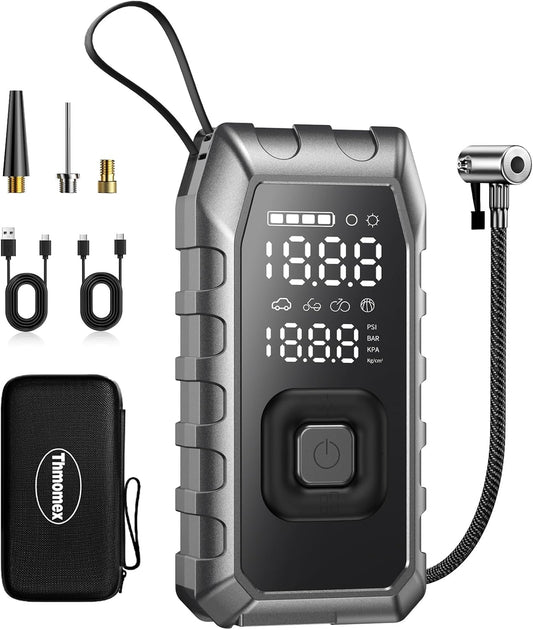 Portable Air Compressor for Tires - (12000mAh 180PSI), Dual Cylinder 5X Faster Cordless Air Pump, PD65 Quick Charge, LED Display, Digital Air Pump for Car Tires, Tire Gauge for Car, Bike, Motorcycle
