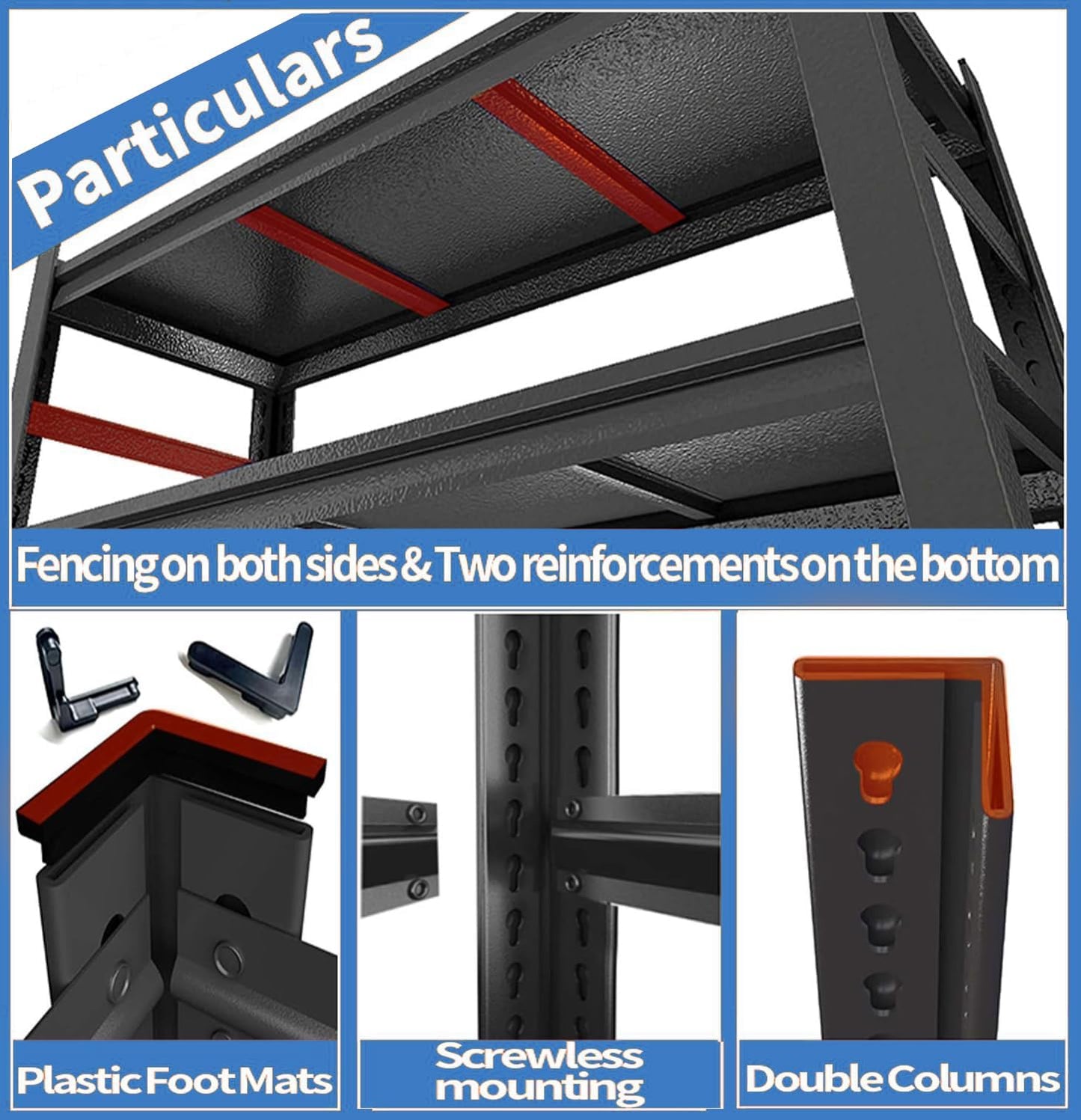 Garage Shelving 5-Tier Metal Storage Shelves 3500LBS Garage Storage Shelves Heavy Duty Adjustable Shelving Units for Basement, Commercial, Warehouse, Industrial, Black