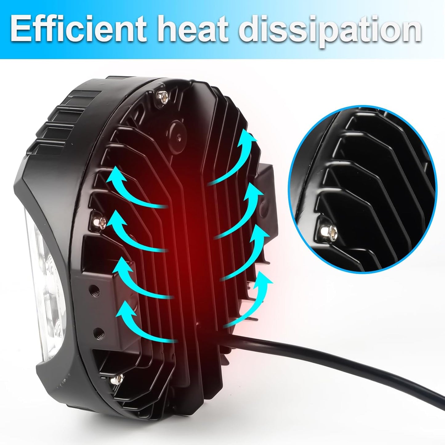 LIGBT 2PCS 7 Inch Round LED Offroad Light with DRL 90W LED Off Road Lights Super Bright Driving Spot Light Bar with Amber DRL Side Shooter Lights Waterproof 12V 24V for Pickup Trucks SUV UTV