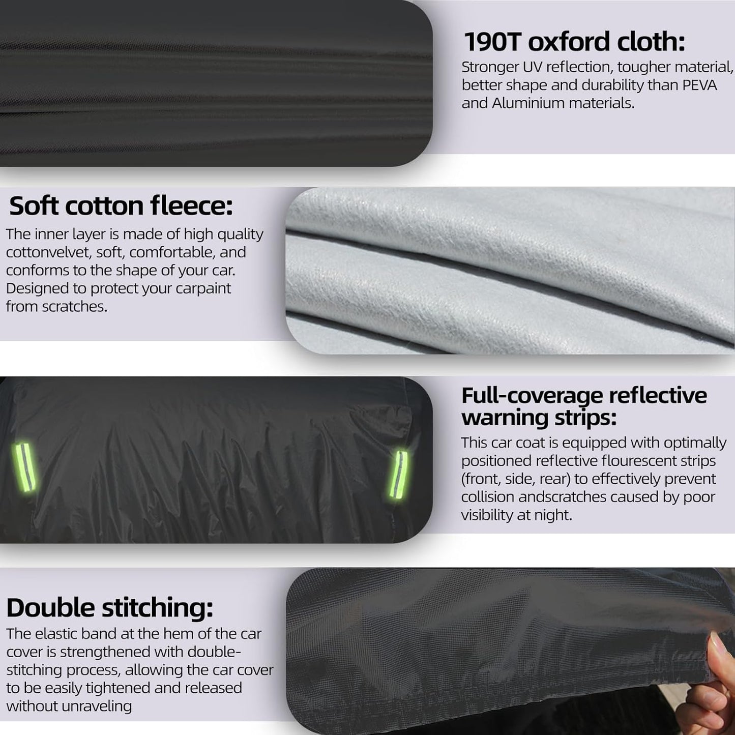 Car Cover Waterproof All Weather for Automobiles, Universal Heavy Duty Outdoor Sedan Car Covers Tarp for Sun Rain UV Protection Full Exterior Covers 190T Oxford Cloth 186 to 193 Inch