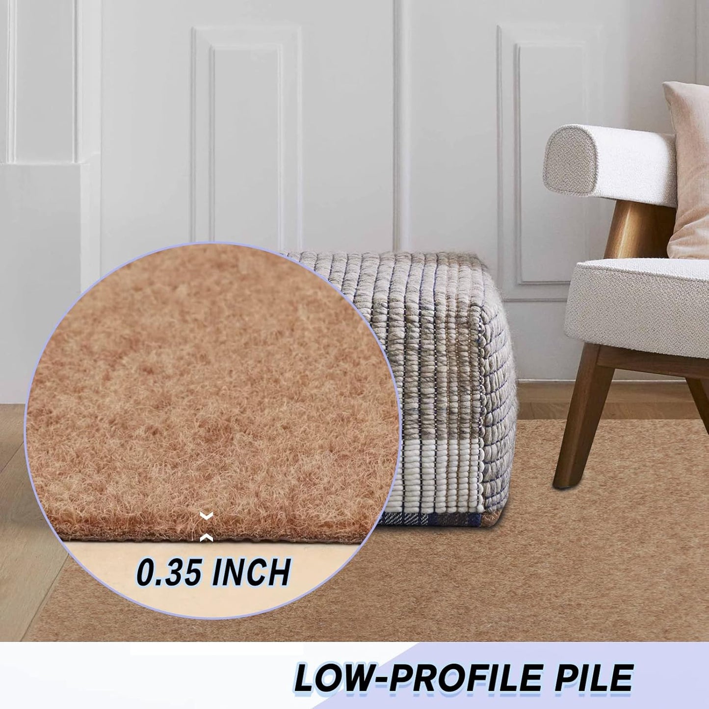 Custom Size Backed Non-Slip Area Rugs Runner, Easy Clean, Waterproof Runner Rugs for Hallway Entryway, Kitchen, Laundry, 4FT x 51FT, Beige