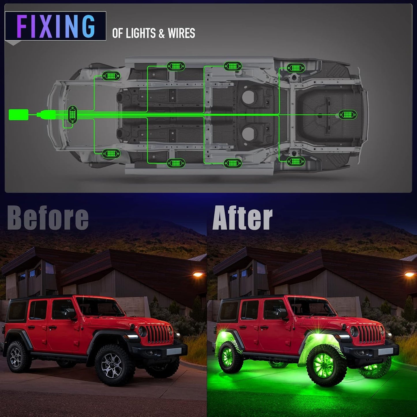 Honalia LED Rock Lights for Trucks 10 Pods, RGB Rock Lights Kits for UTV with Music Mode for ATV UTV RZR