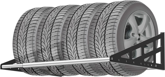 Foozet Tire Rack Wall Mount,Heavy Duty Adjustable 31"-56" Tire Storage Rack, Wheel Racks for Garage with Telescopic Rods, Hanging Garage.
