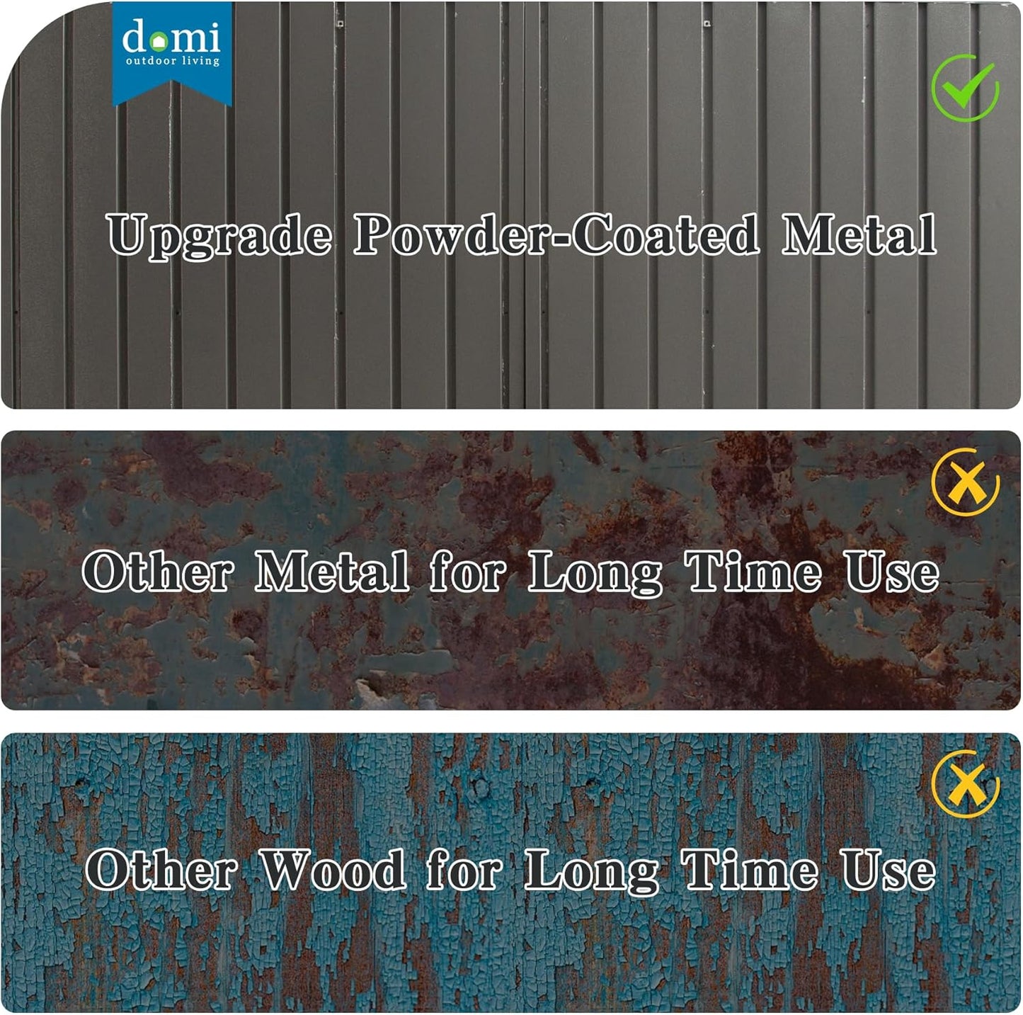 Domi 12x15FT Outdoor Metal Garage Shed, Extra Large Carport with Skylights & Dual-Entry, Backyard Storage Shed for Car, Truck, Lawn Mower and Tool, Dark Grey