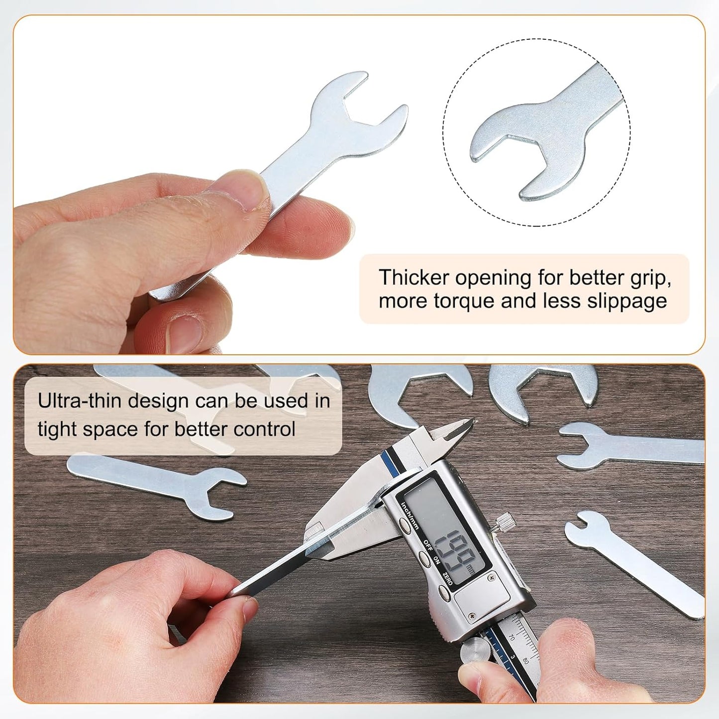 HARFINGTON 10pcs Small Wrench 11x70x1.5mm Metric U-Shaped Single Open Ended Spanner Super Thin Flat Head Galvanizing Wrench for Automotive Repair Furniture Assembly