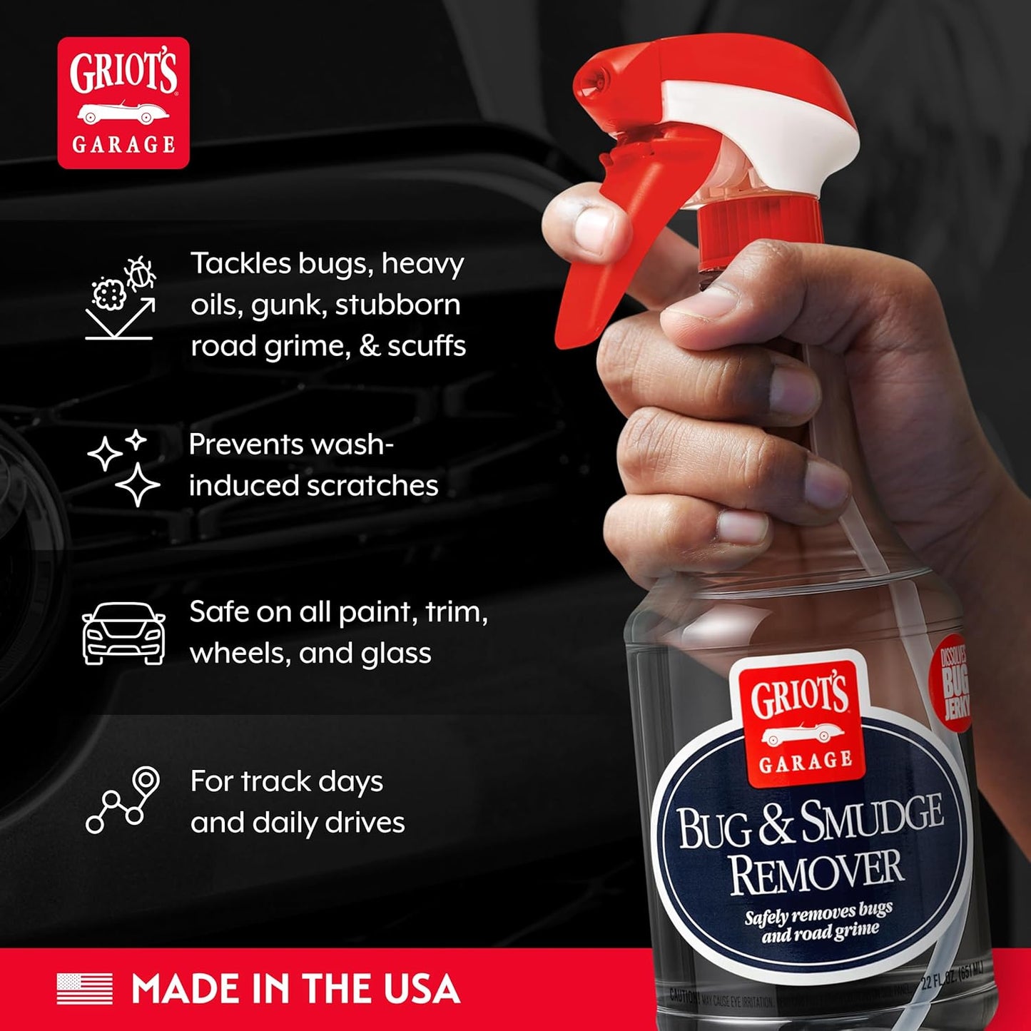 Griot's Garage Smudge Remover, Car Cleaning Spray for Spot Removal, Works on All Exterior Surfaces, Releases Smudges, Oil, Grime, and Scuffs, 22 oz