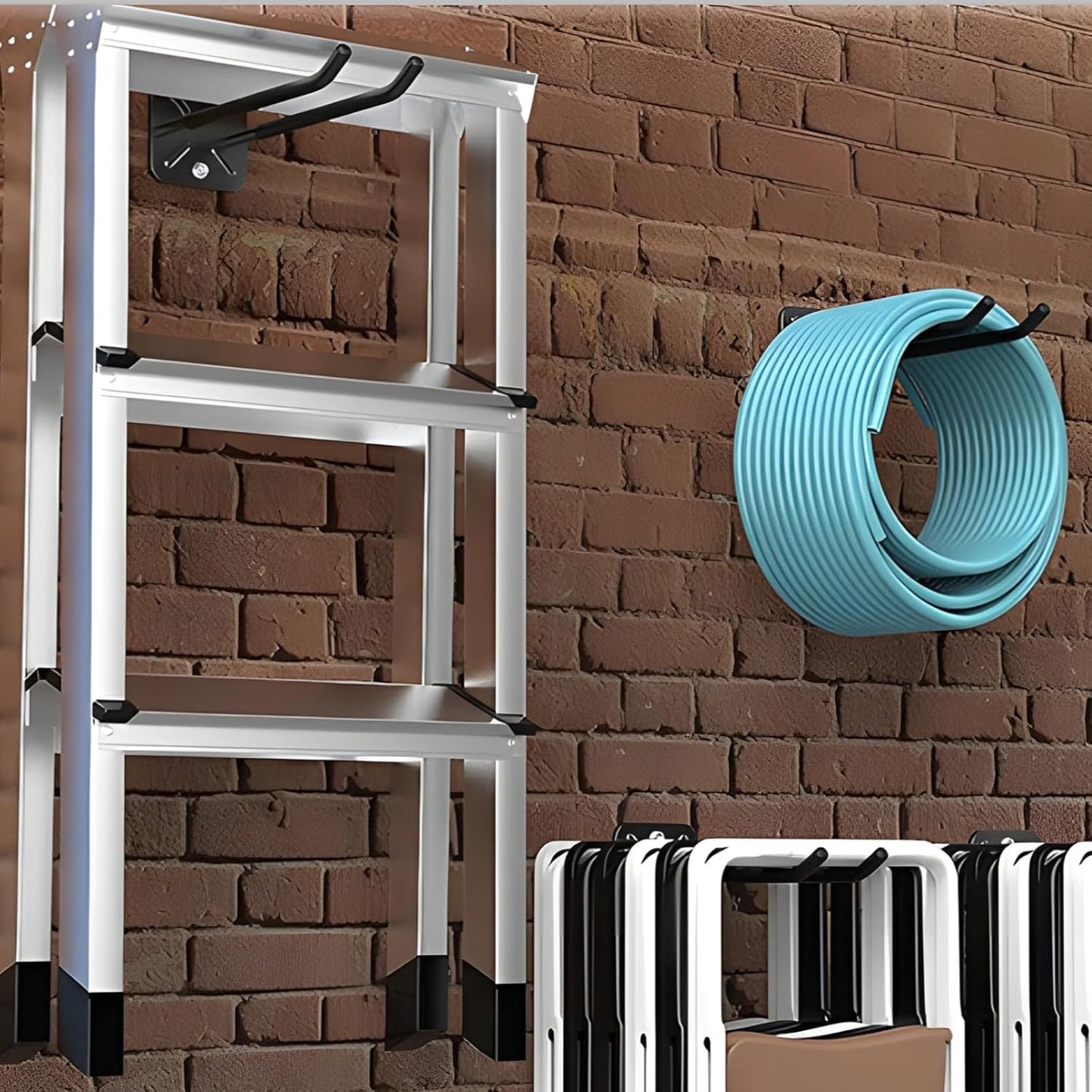 Heavy Duty Garage Hooks and Tool Organizer, 12.4 Inch Wall Mount Hangers, Garage Hooks for Car Tires, Ladders, Chairs, Strollers, Power Tools, Garden Tools - 4 Pack