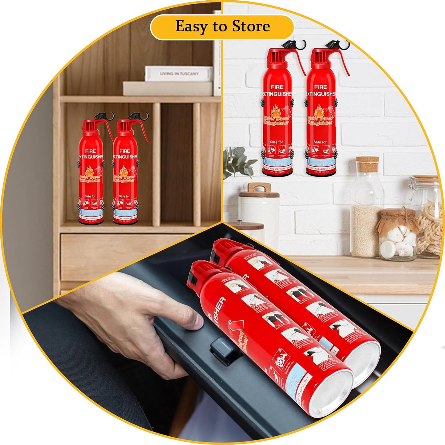 Fire Extinguisher for Home with Mount, 2 Pack Upgraded 8-in-1 Portable Fire Extinguishers For Vehicle Car Boat Marine Kitchen Emergency Supplies, Water-Based Extinguisher For A, B, C, K Fire Types