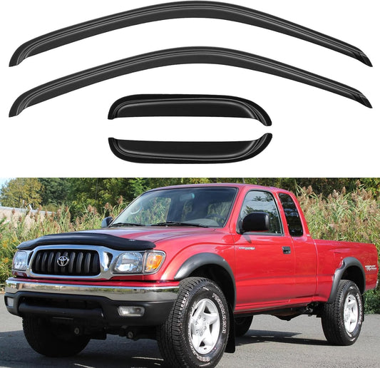 Window Visors Rain Guards Shield for 1995-2004 Toyota Tacoma Access Cab, Out-Channel Window Vent Wind Deflectors Visors Shades for 95-04 Tacoma Extended Cab