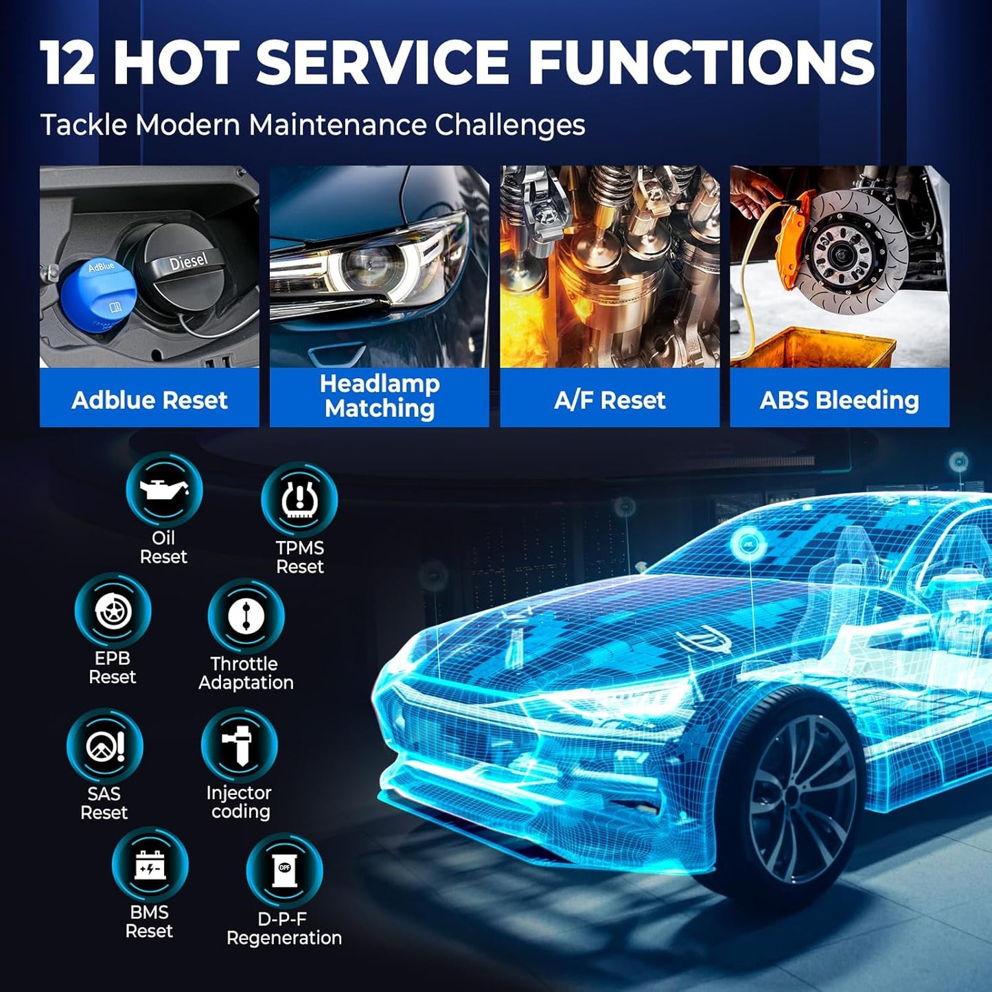 OBD2 Scanner LAUNCH CRP129X V2.0 Elite Scan Tool, Upgrade of CRP123X, 12 Reset Services, ABS/SRS/Transmission/ Check Engine Car Code Reader, Lifetime Free Update, FCA AutoAuth & Auto VIN, Battery Test