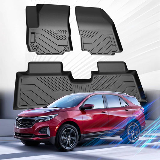 Car Floor Mats for 2018-2024 Chevrolet Equinox/GMC Terrain (Not for EV) Accessories,TPE All Weather Protection Floor Mats,Custom Fit 1st&2nd Row Car Floor Liners Set,Heavy Duty Accessories,Black