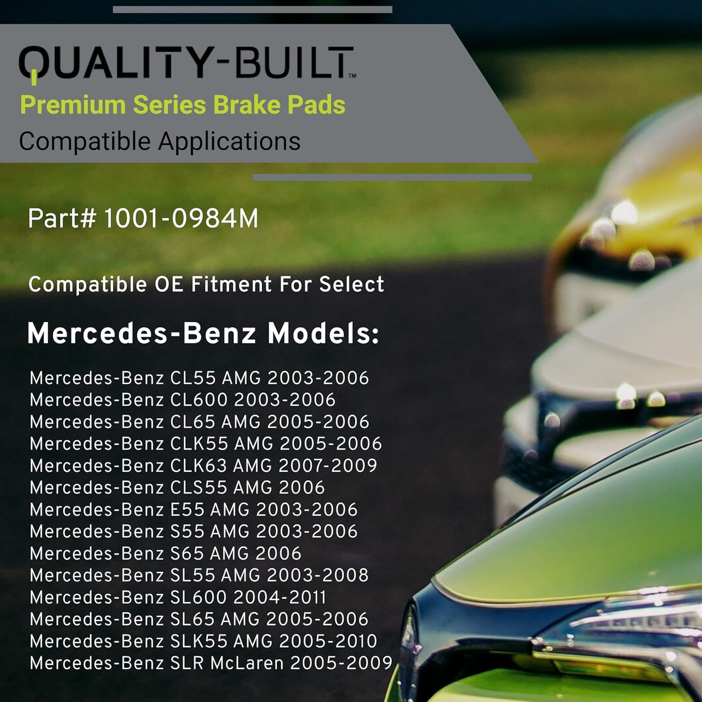 Premium Semi-Metallic Rear Brake Pads (1001-0984M) Compatible with 2003-2011 Mercedes-Benz (CL55 AMG/CL600/CL65 AMG/CLK55 AMG/CLK63 AMG/CLS55 AMG/E55 AMG/S55 AMG/S65 AMG/SL55 AMG/SL600)