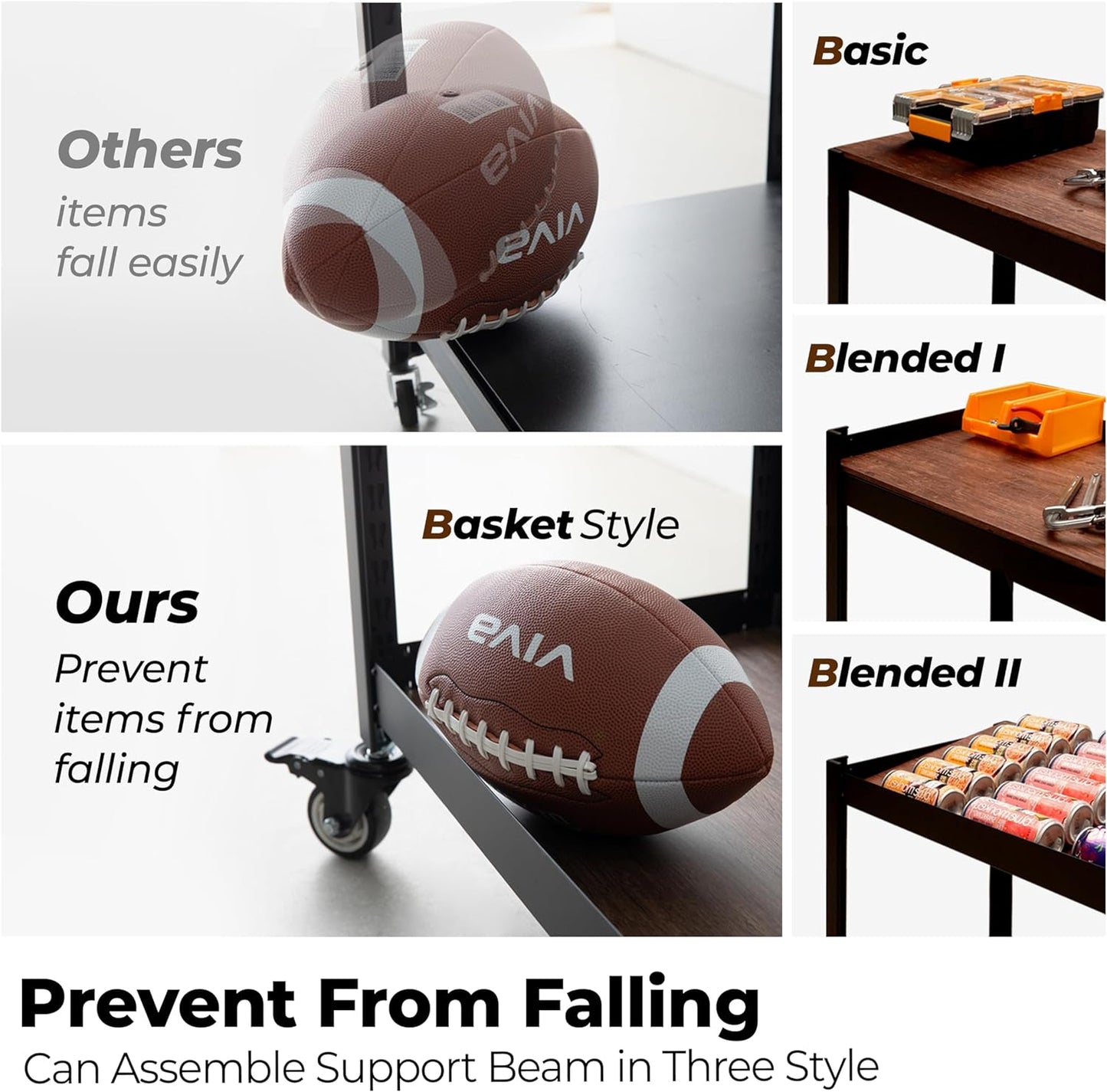 HOMEDANT House 5-Tier Metal Rolling Cart Shelf Rack Casters Heavy Duty Laminated Wheel Shelving Unit Adjustable Utility Storage Shelves Organizer Shelf Kitchen Garage 36.2" W x 16.5" D x 69.5" H 4Pack