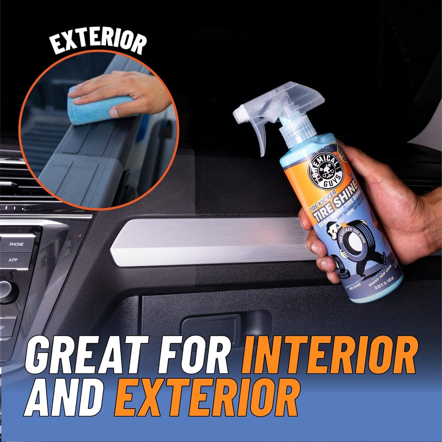 Chemical Guys Tire Kicker Sprayable Extra Glossy Tire Shine (Works on Rubber, Vinyl & Plastic), Great for Cars, Trucks, SUVs, Motorcycles, RVs & More, 16 oz (2 Pack)