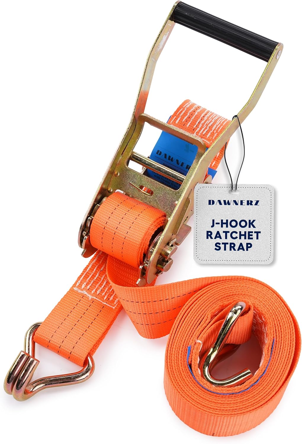 Heavy Duty Ratchet Straps 2 inch x 27 ft - 6600 Lb Breaking Strength Tie Downs Ratchet Straps with Double Wire J Hooks for Truck and Trailer