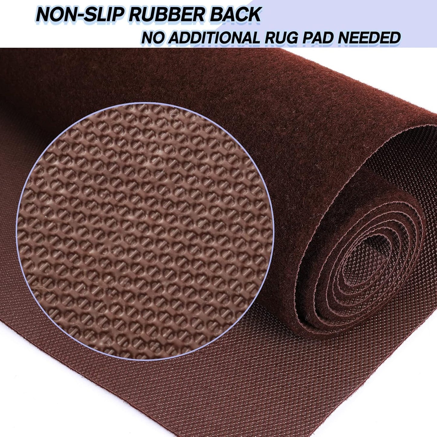 Custom Size Backed Non-Slip Area Rugs Runner, Easy Clean, Waterproof Runner Rugs for Hallway Entryway, Kitchen, Laundry, 4FT x 77FT, Brown