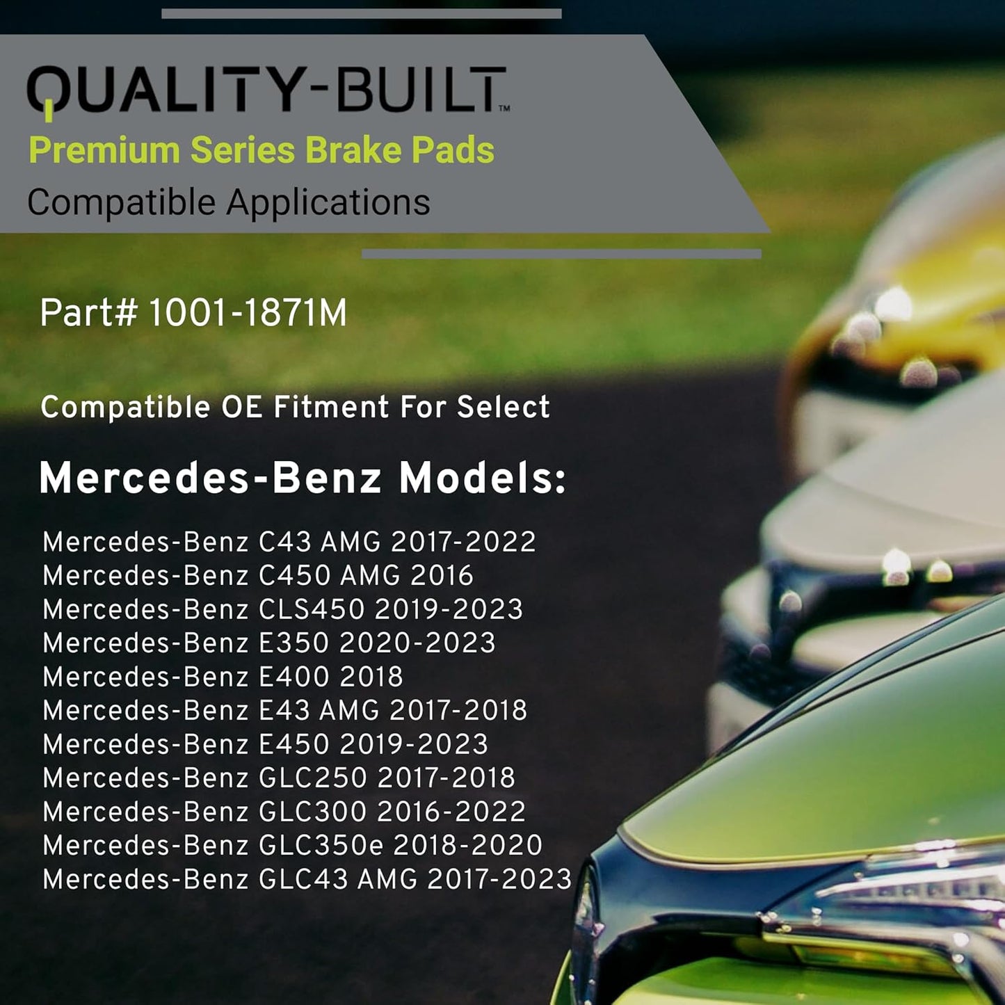 Premium Semi-Metallic Front Brake Pads (1001-1871M) Compatible with 2016-2023 Mercedes-Benz (C43 AMG/C450 AMG/CLS450/E350/E400/E43 AMG/E450/GLC250/GLC300/GLC350e/GLC43 AMG)