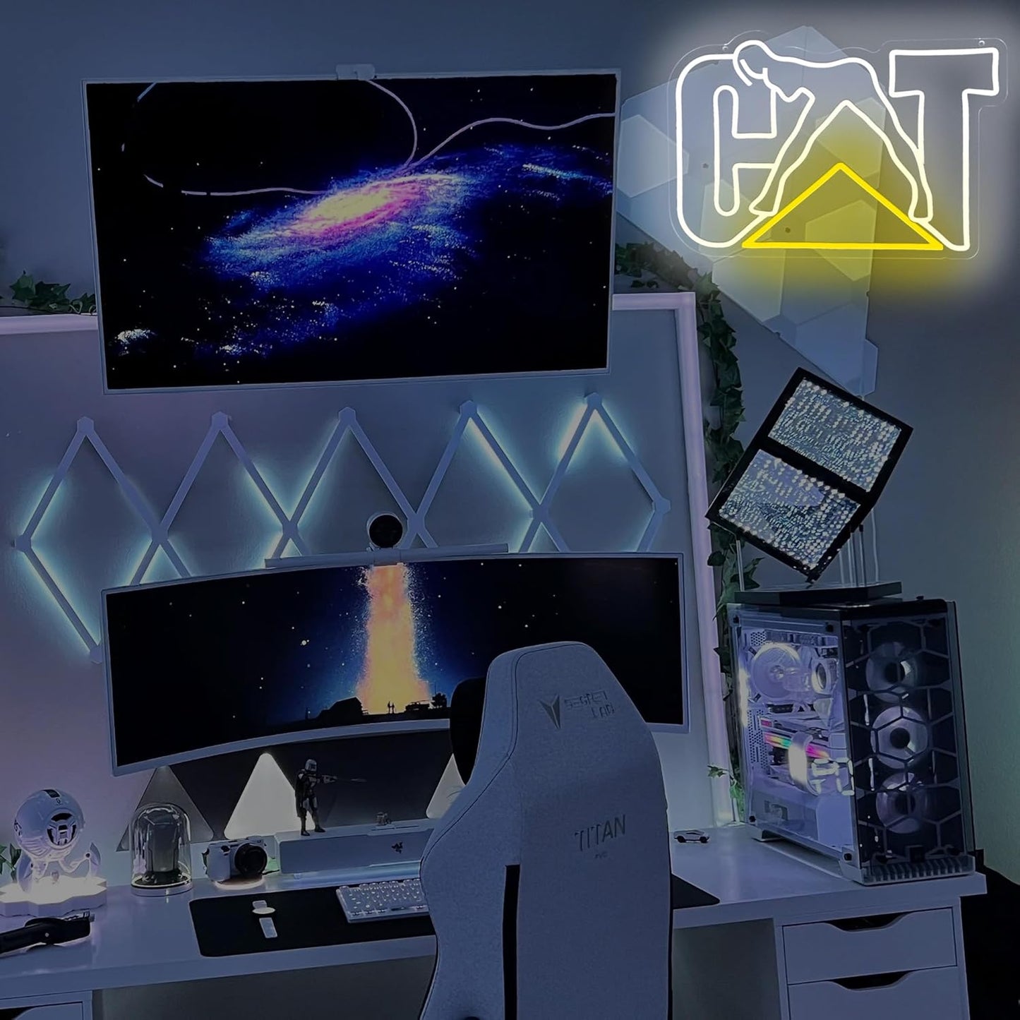 CAT Style LED Neon Light Sign,Bold Neon Sign for Wall Decor, Garage, Man Cave, Workshop,Eye-Catching Industrial Neon Signs Gift for Men, Mechanics,Room Decor