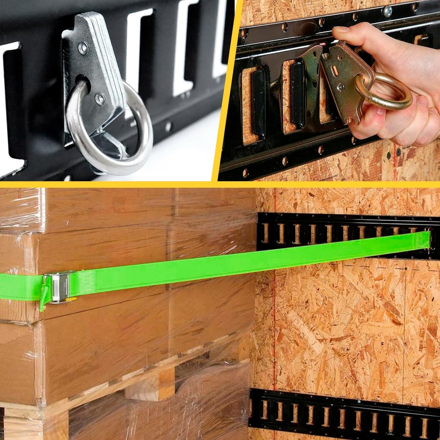 E Track 4'（2 Pack） with Powder-Coated Steel Trailer Tie Down for Garages, Trucks, Pickups, and Vans, E-Track Rail Reliable Cargo Restraint (Screws Not Included)