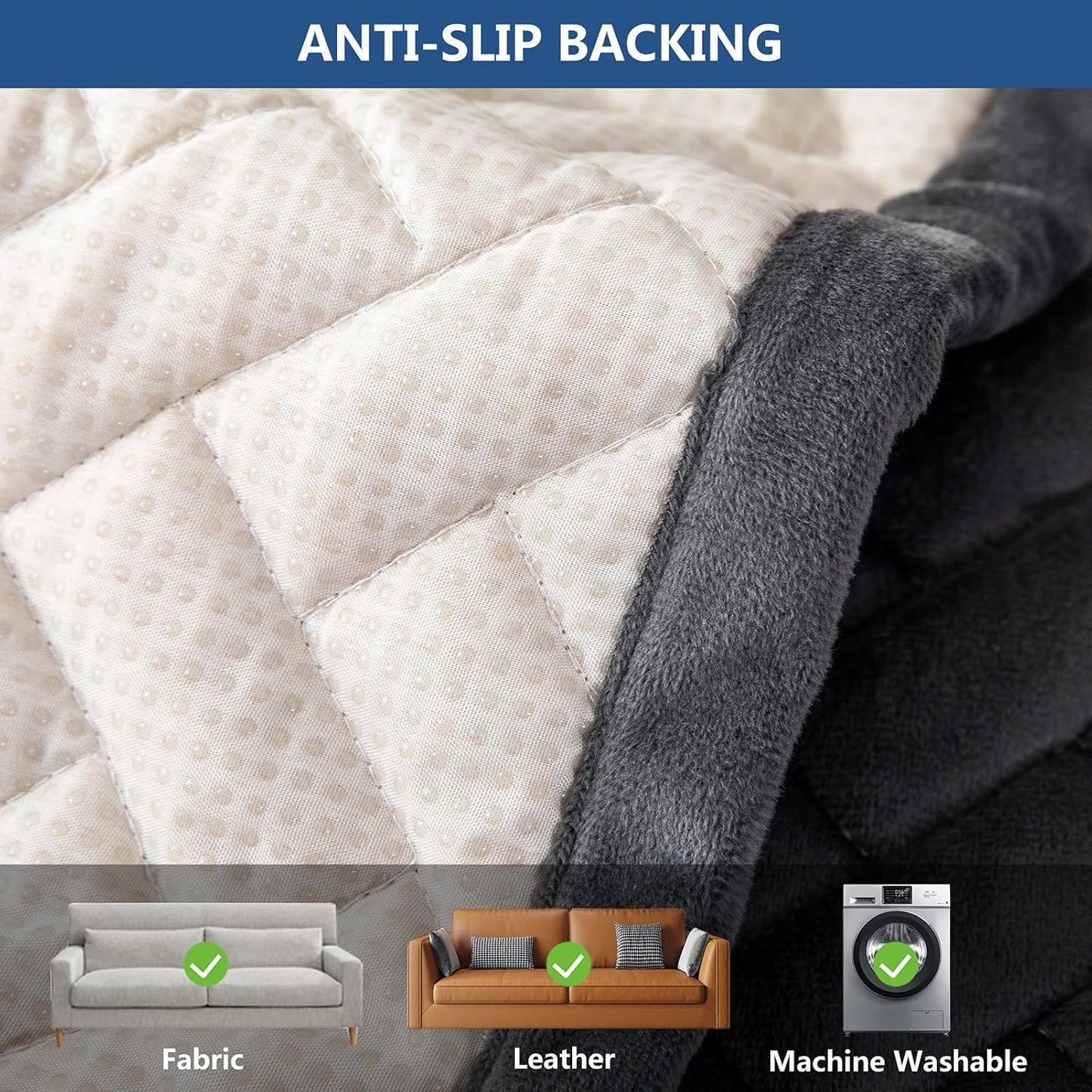 Eismodra Couch Cover,Sectional Couch Covers,Sofa Covers for 3 Cushion Couch,Anti-Slip Sofa Slipcovers for Dogs Cats Kids Loveseat Recliner L Shaped Armrest Backrest,Dark Gray 43''x94''(Only 1 Piece)