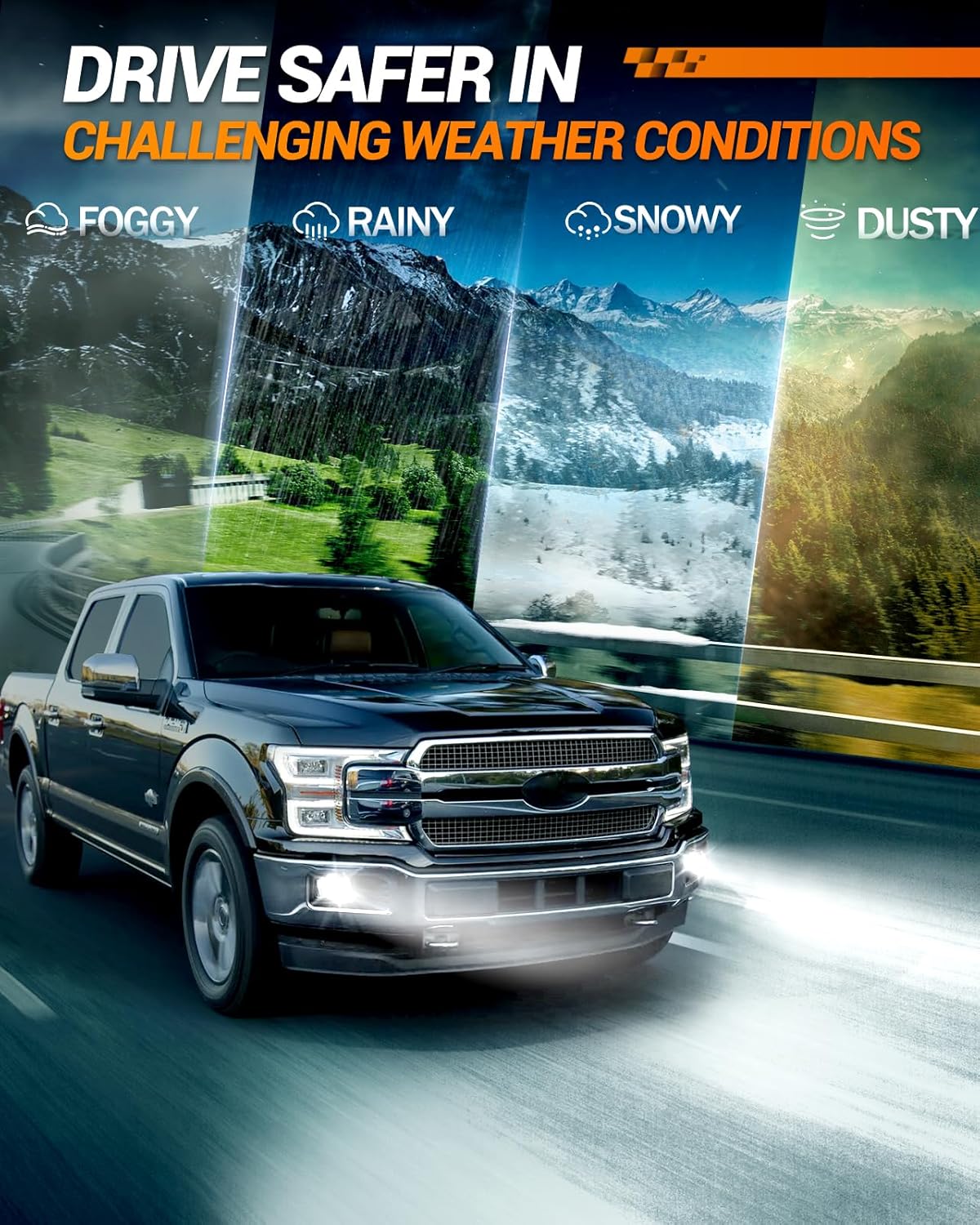 SEALIGHT 5202 LED Fog Light Bulbs or DRL, 18000LM 800% Brightness 5202 5201 PS19W PS24W Fog Lights LED Bulb for Car, 6500K Cool White 984 FT Strong Penetration, 60000 Hours Lifespan, Pack of 2