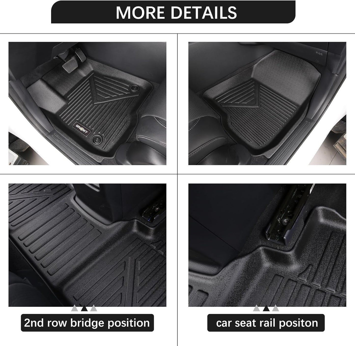 GINOWY- Floor Mats & Cargo Liner for Kia K5 2021-2024 2025 (Only FWD Models) for Hyundai Sonata 2020-2025, TPE All Weather 2024 K5 Car Mats, 2024 Sonata Trunk Mat Non-Slip Durable Black