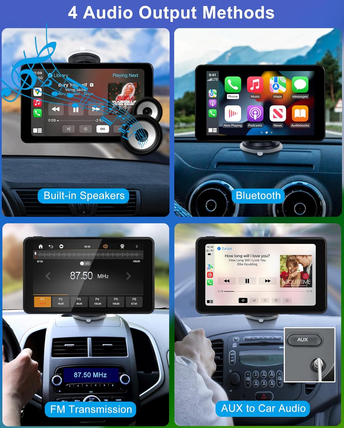 Compatible Wireless Apple CarPlay Android Auto Screen for Car, 7" Touch Screen Naivgation Car Stereo Portable CarPlay Bluetooth Mirror Link, Siri, AirPlay, AUX, Voice Assistant