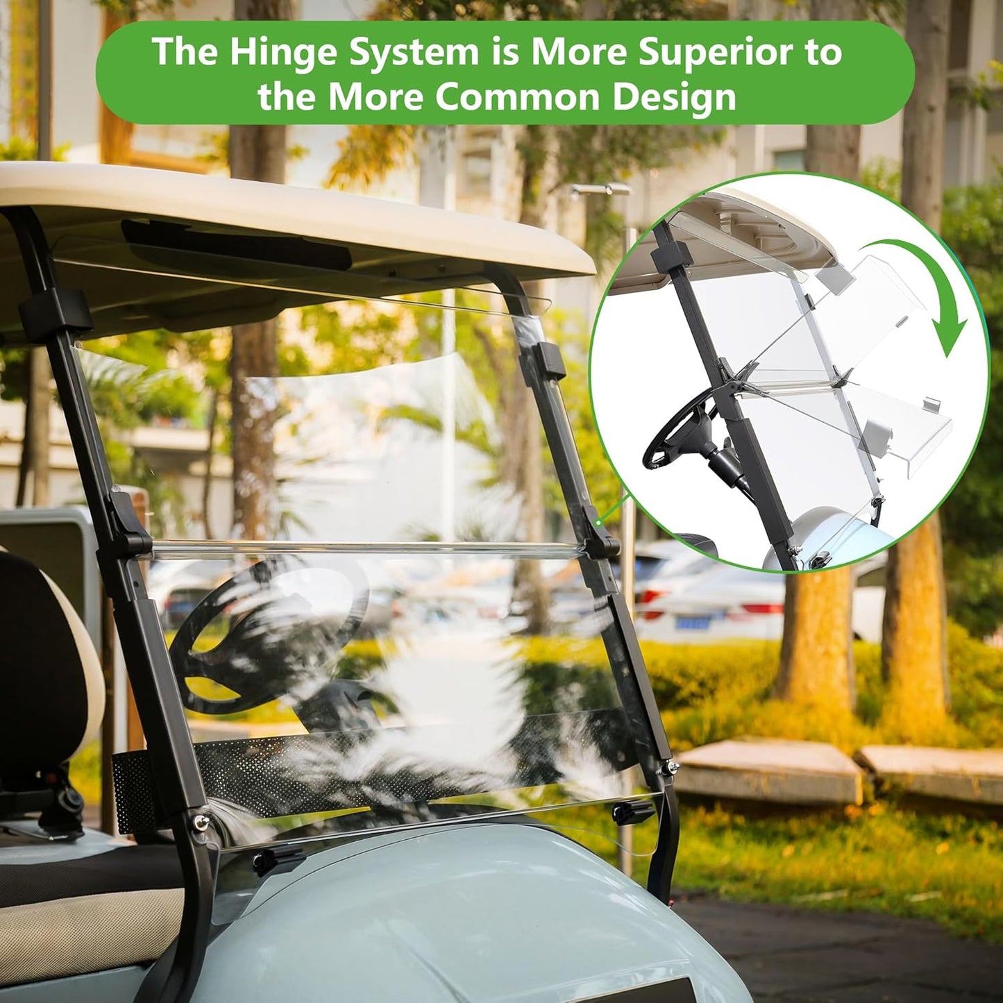 10L0L Golf Cart Windshield for Club Car Precedent 2004-Up, Tempo, 2017-Up Onward, Clear/Tinted Fold Down Club Car Windshield Anti-UV Impact Resistant - 37.5"W X 33.6"H