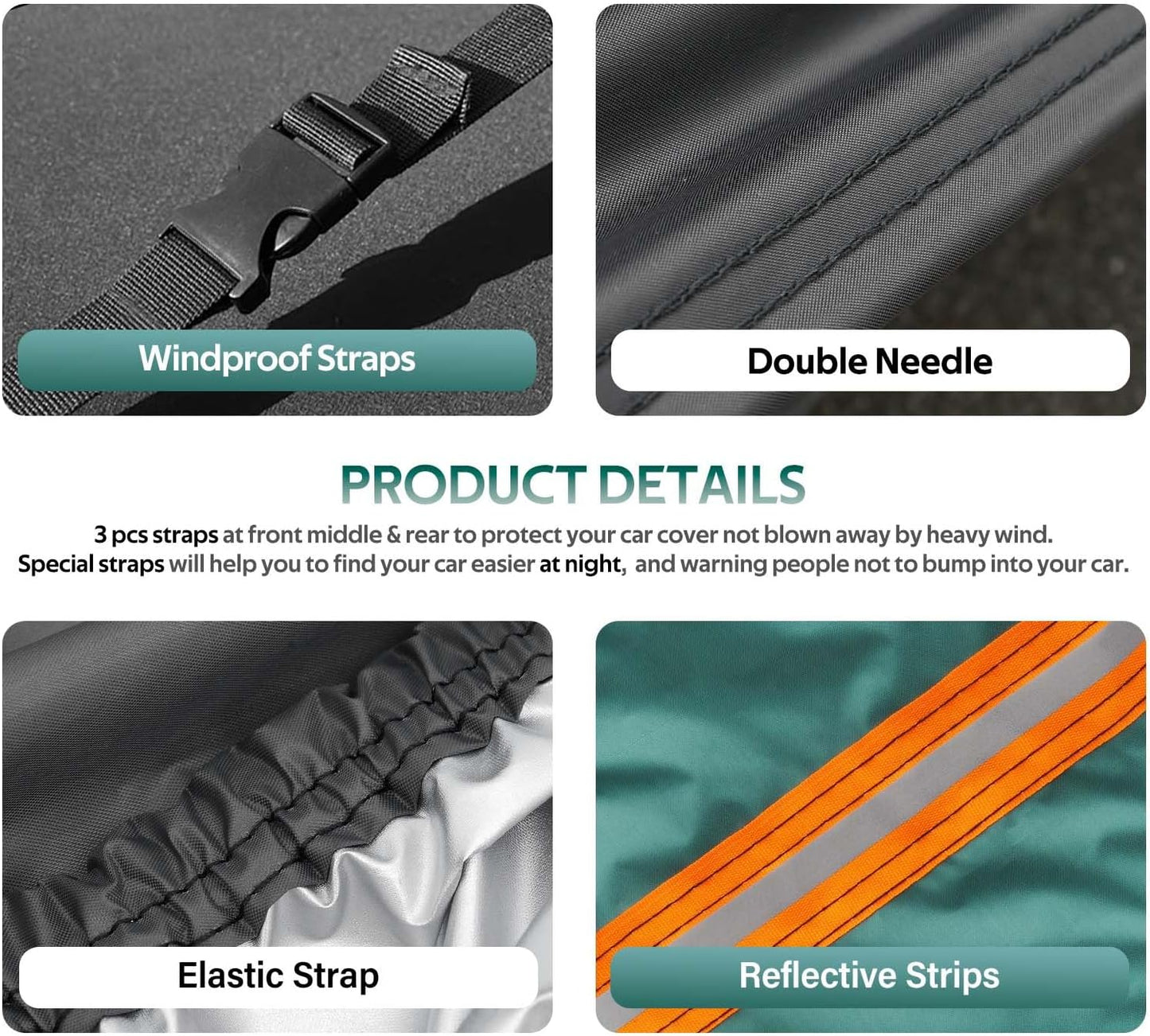 Hatchback Car Cover Waterproof All Weather for Automobiles, Universal Fit for Honda Fit, Ford Focus, Subaru Impreza, Toyota Matrix, VW Golf. Rain Winter Sun Protection. (Length: 164"-178")