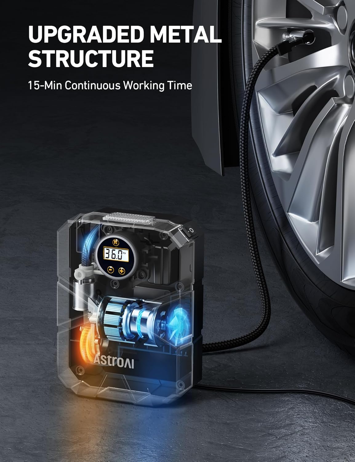 AstroAI S1 Tire Inflator Portable Air Compressor 12V DC, Digital Car Tire Pump 150 PSI, Preset Tire Pressure & Auto Shutoff, Electric Air Pump for Car Tires, Motorcycles, Bicycles, Other Inflatables