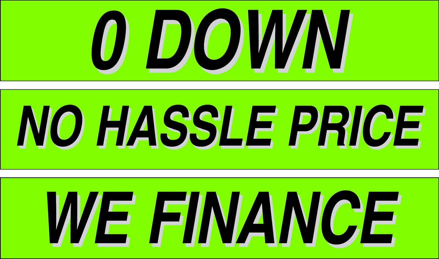 Ez-line Vinyl Windshield Stickers 3 Dozen 15 Inch Chartreuse Slogan Dealership Pro Pack for Car Lots (EZ115-Pack1)