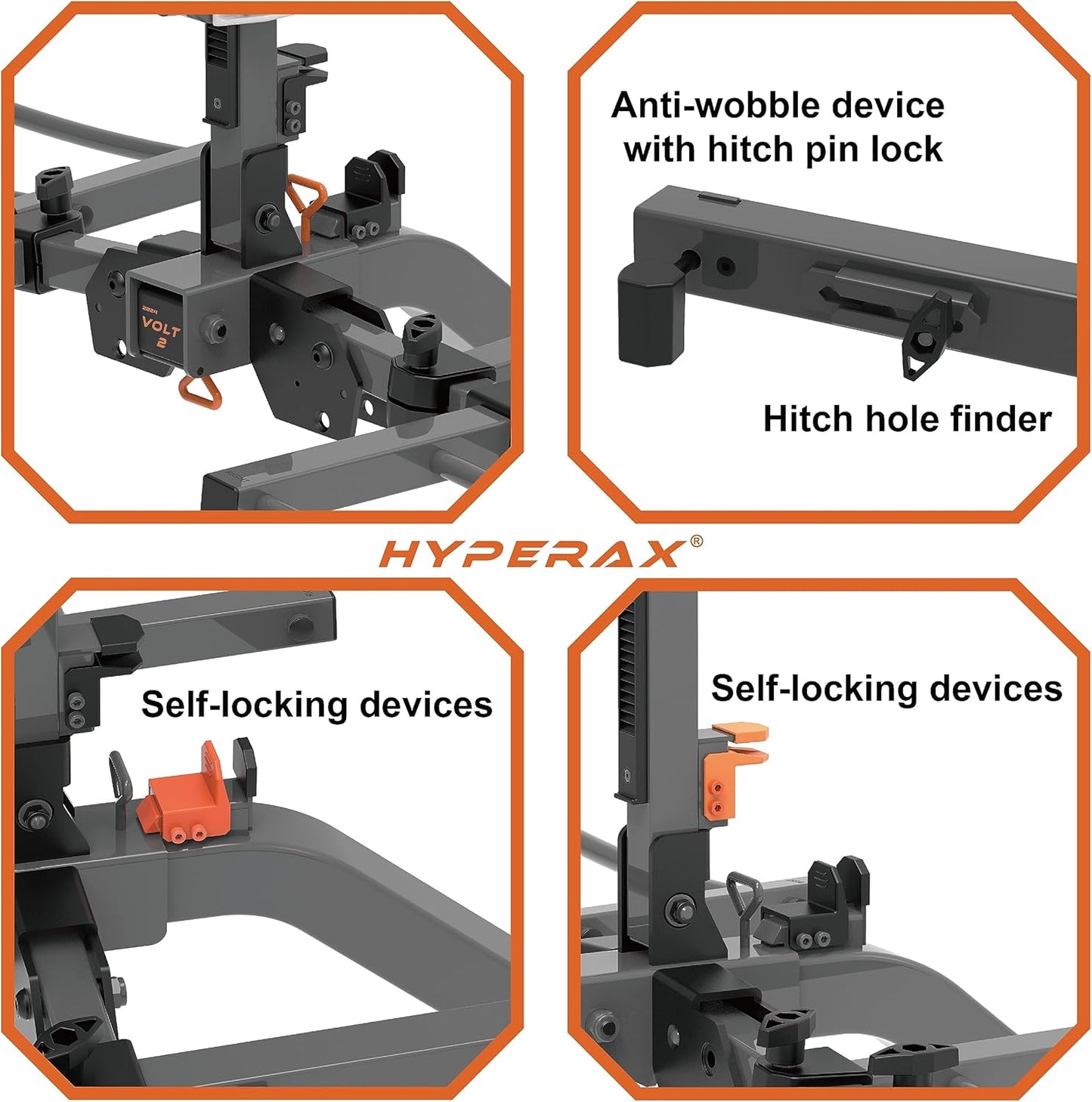 HYPERAX 2024 Volt 2 -E Bike Hitch Mounted Platform Style 2 Bikes Carrier for Car, SUV, Trucks, Sedan, Tilting e-Bike Rack for Hitch Fits Up to 2 X 80 lbs Bike with Up to 5" - NO RV USE!