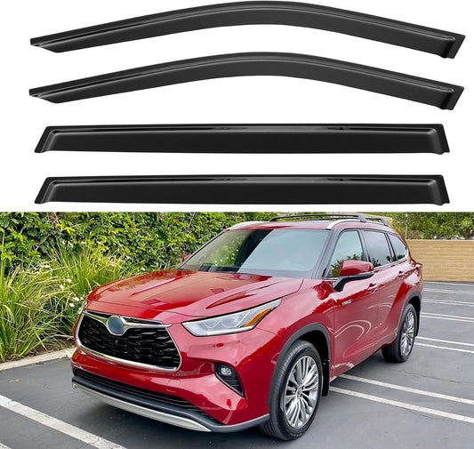 Window Visors Rain Guards for 2020-2025 Toyota Highlander, Out-Channel Window Vent Wind Deflectors Visors Shades for 20 21 22 23 24 25 Highlander