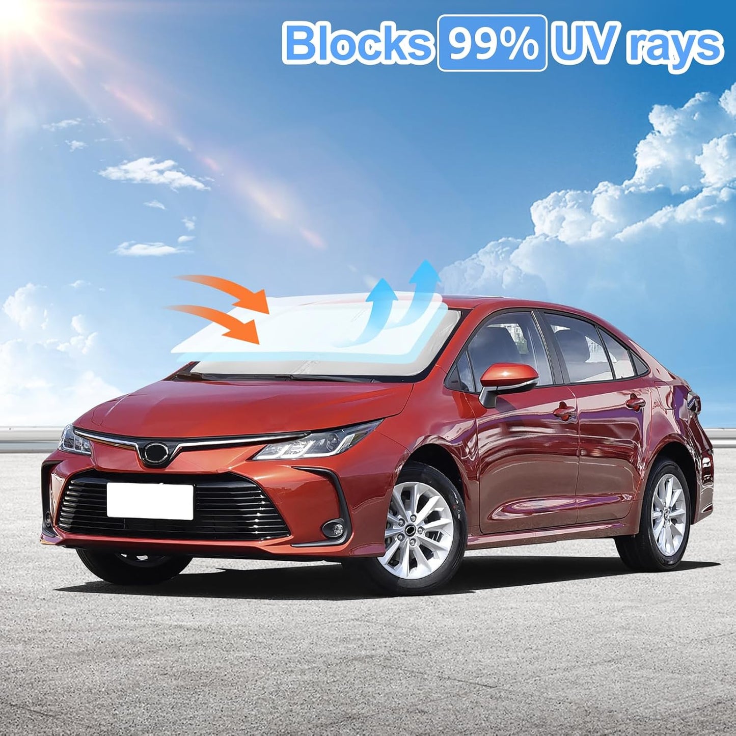 for Toyota Corolla Sun Shade Sunshade Windshield Cover 4-Layers Front Window Shade for Corolla 2014-2019 Custom Fit Sun Visor Shades - 240T Retractable Shade Blocks UV Rays Car Accessories
