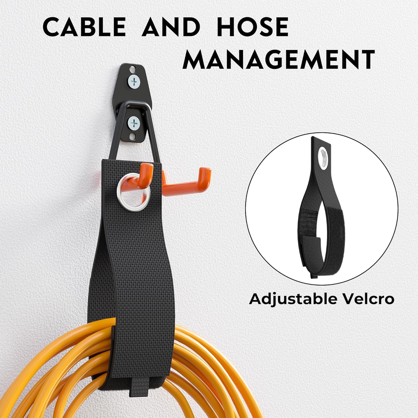 BONTEC Heavy Duty Garage Hooks, Anti-Slip Coated Black Steel with Strong Load Capacity, Multi-Sized U and J Hooks, Easy Wall Mount for Garage, Garden, Workshop (Orange, 18 Pack)