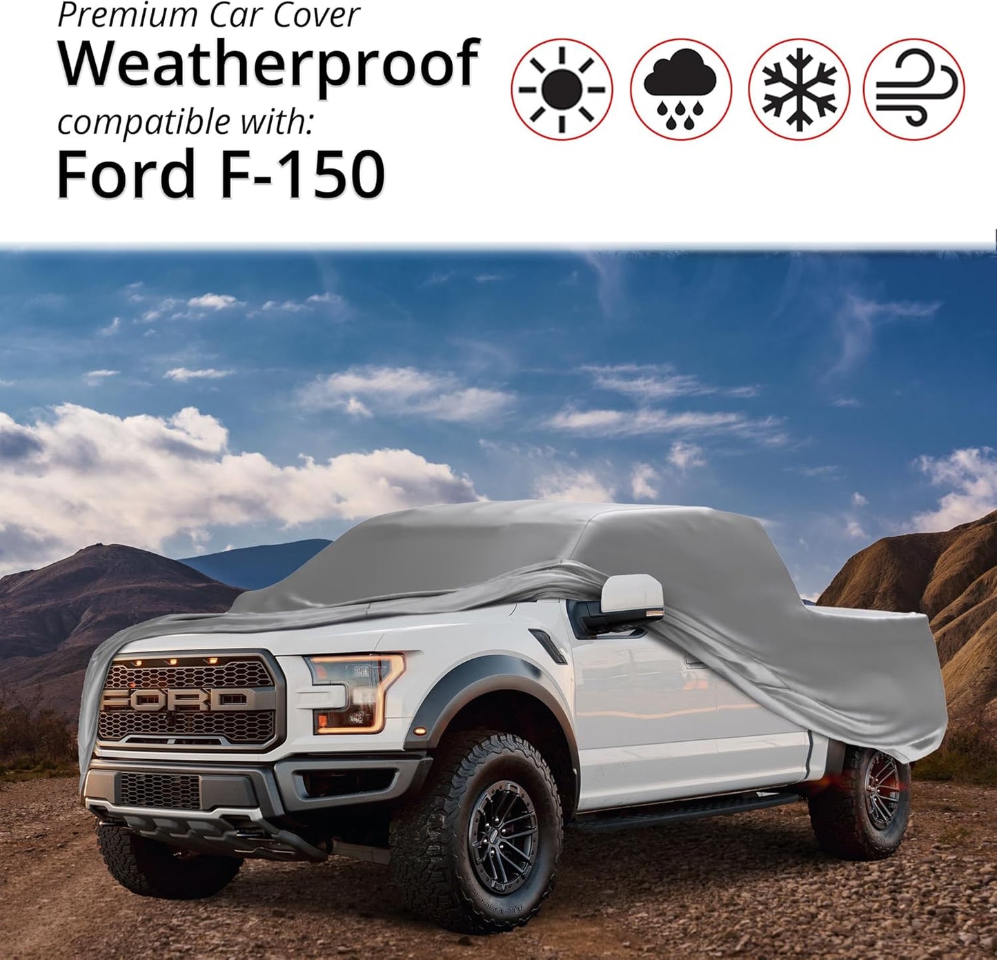 Car Covers Weatherproof Max Truck Cover & Warranty Compatible with Ford 2022-2024 F-150 SuperCab, 8' & Shell– Outdoor Cover, Prevents Theft with Cable Lock