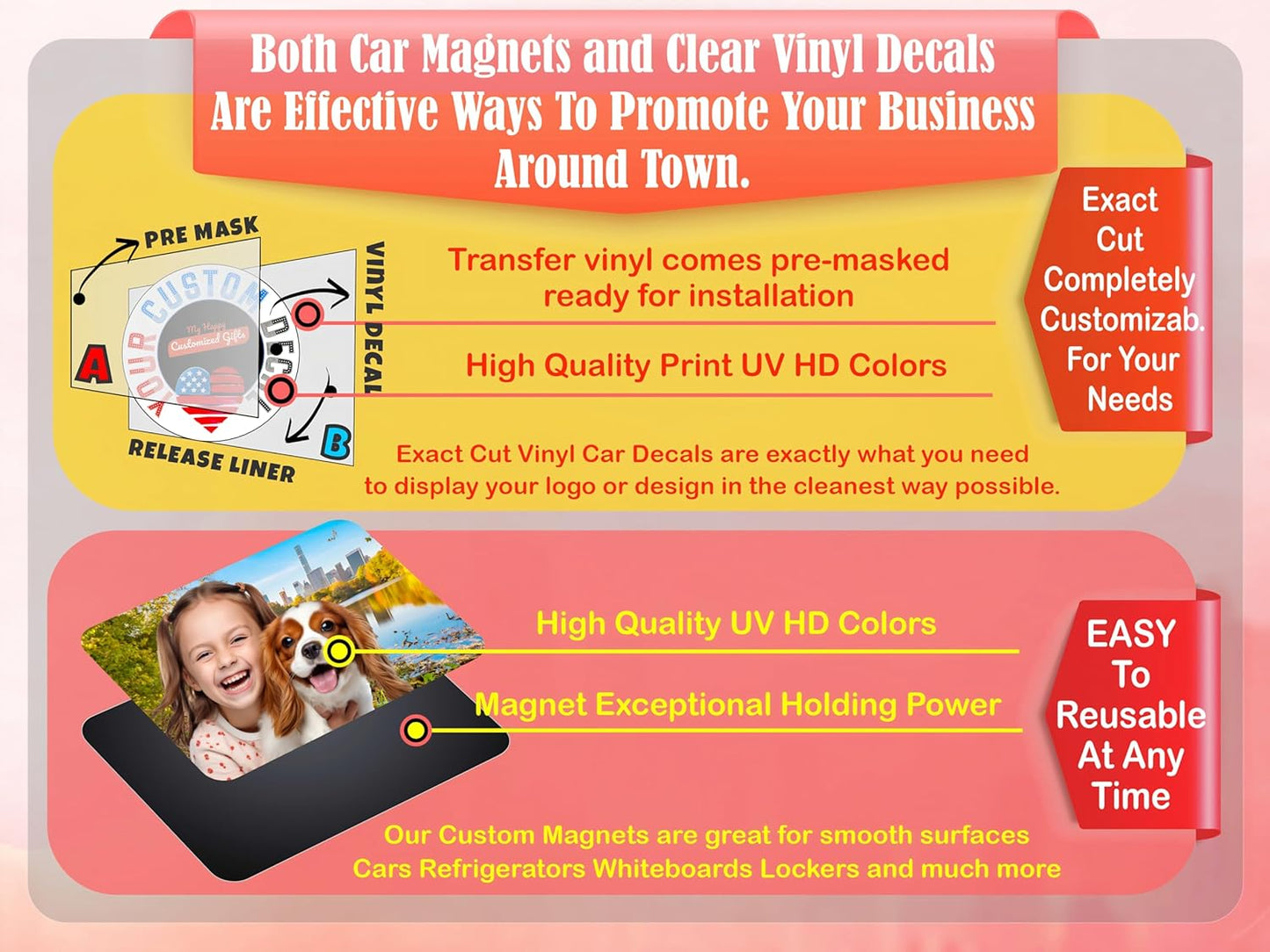 Choose Your Custom Sticker or Magnet ║ (50 Colors + Unlimited Fonts + 55 Sizes) ║ Make Your Own Text or Graphic on Decals or Magnets ║ Waterproof on Car Boat Mugs Window Mailbox ║ Made in The USA